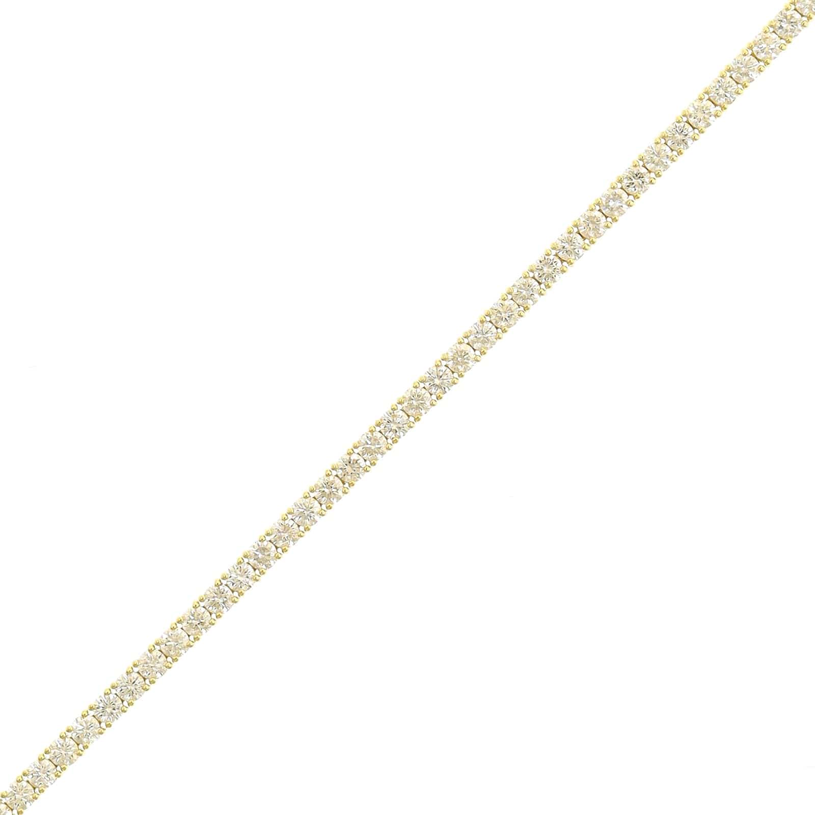 18K Yellow Gold 4 Prong Diamond Tennis Bracelet - Image 2