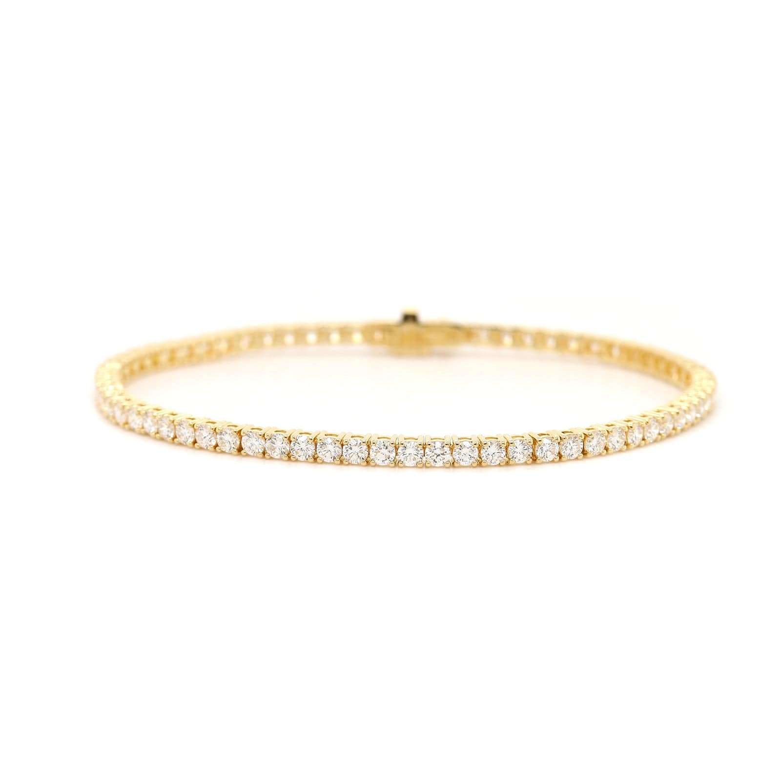 18K Yellow Gold 4 Prong Diamond Tennis Bracelet - Image 4