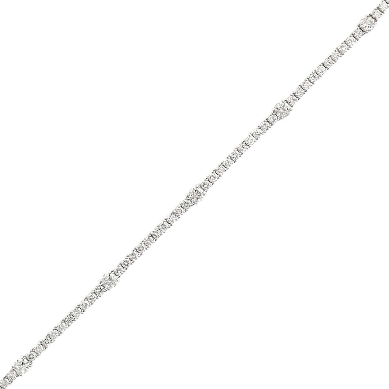 14K White Gold 4 Prong Diamond Tennis Bracelet - Image 2