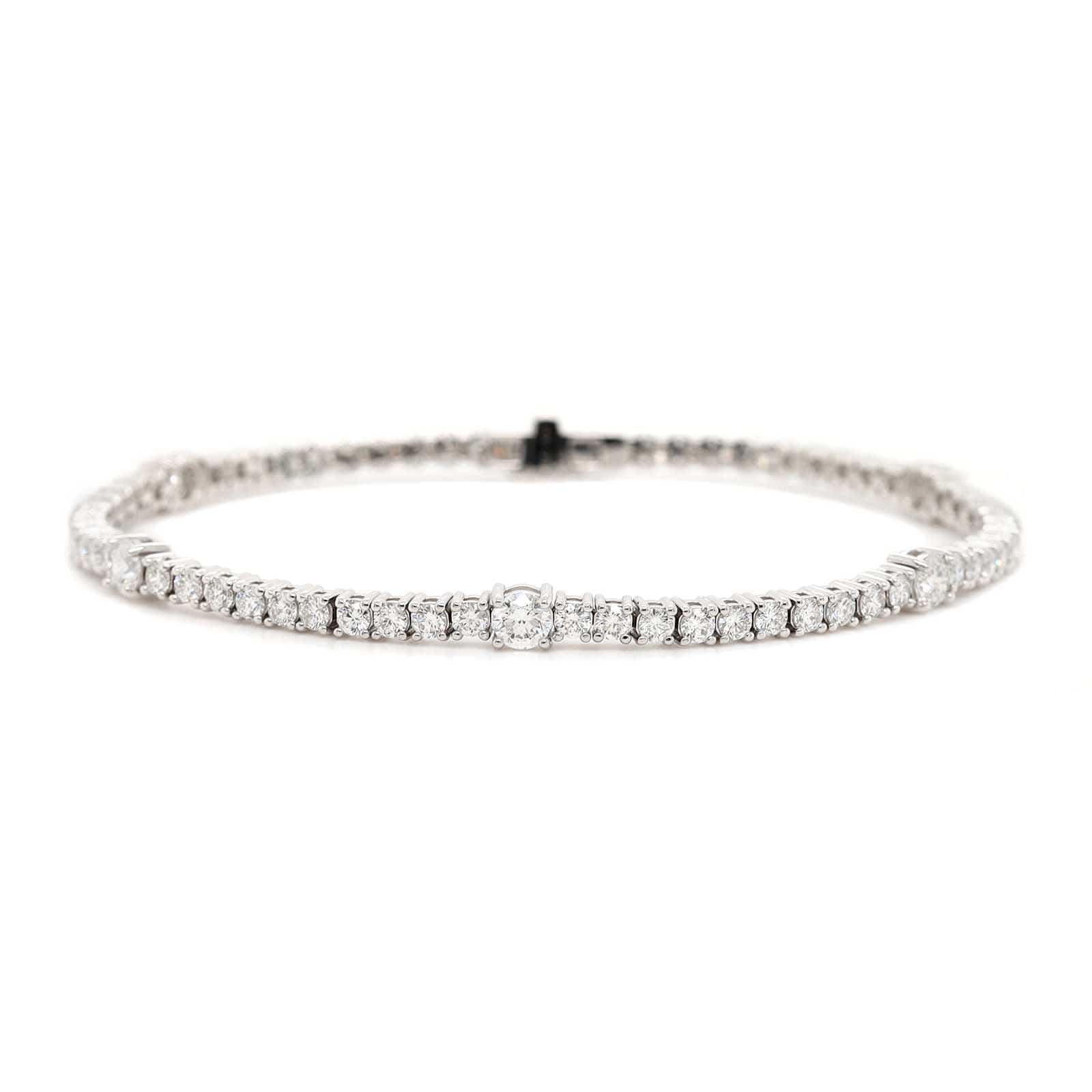 14K White Gold 4 Prong Diamond Tennis Bracelet - Image 4