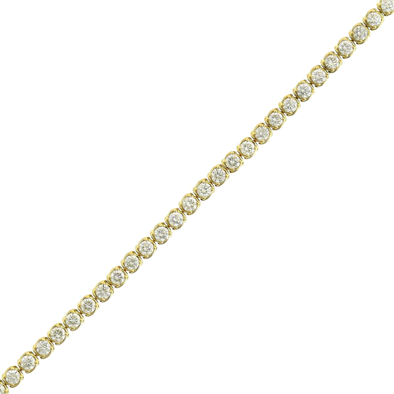 18K Yellow Gold Round Diamond Tennis Bracelet - Image 2