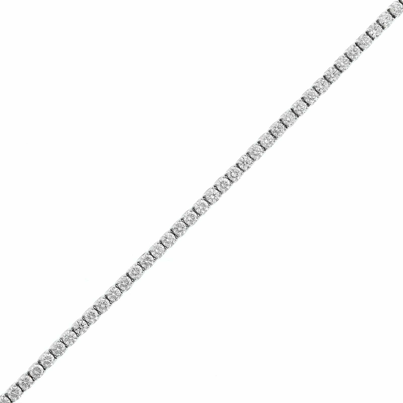 18K White Gold Round Diamond Tennis Bracelet - Image 2