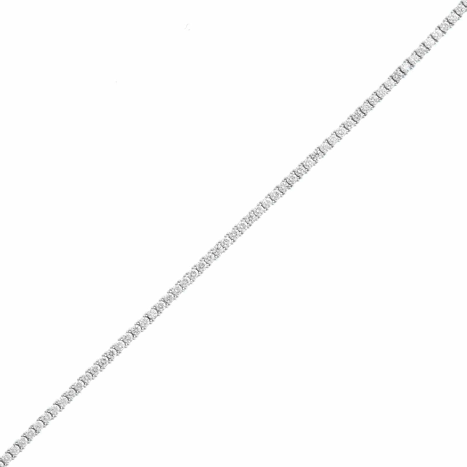 14K White Gold Four Prong Round Diamond Tennis Bracelet - Image 2