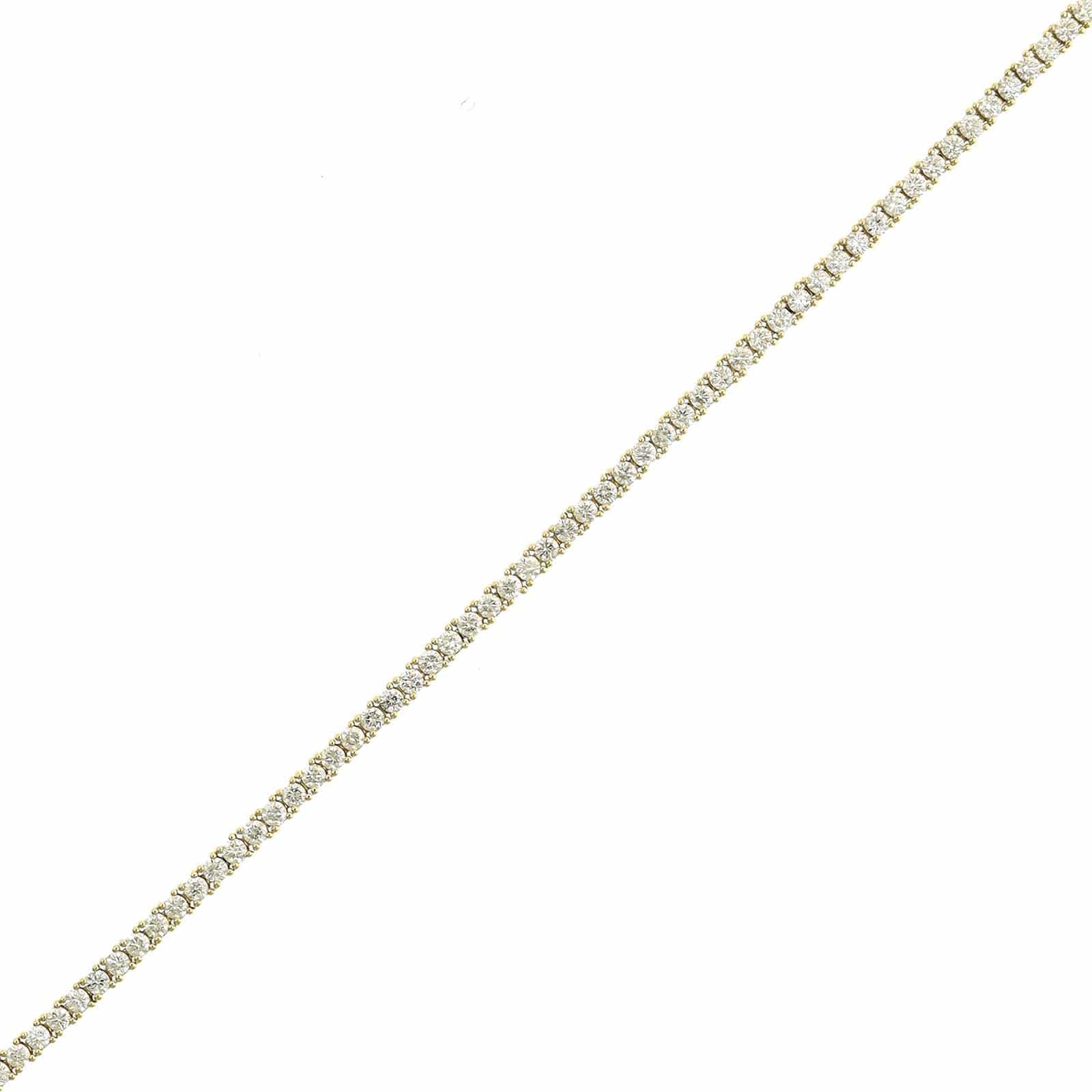 14K Yellow Gold Four Prong Round Diamond Tennis Bracelet - Image 2