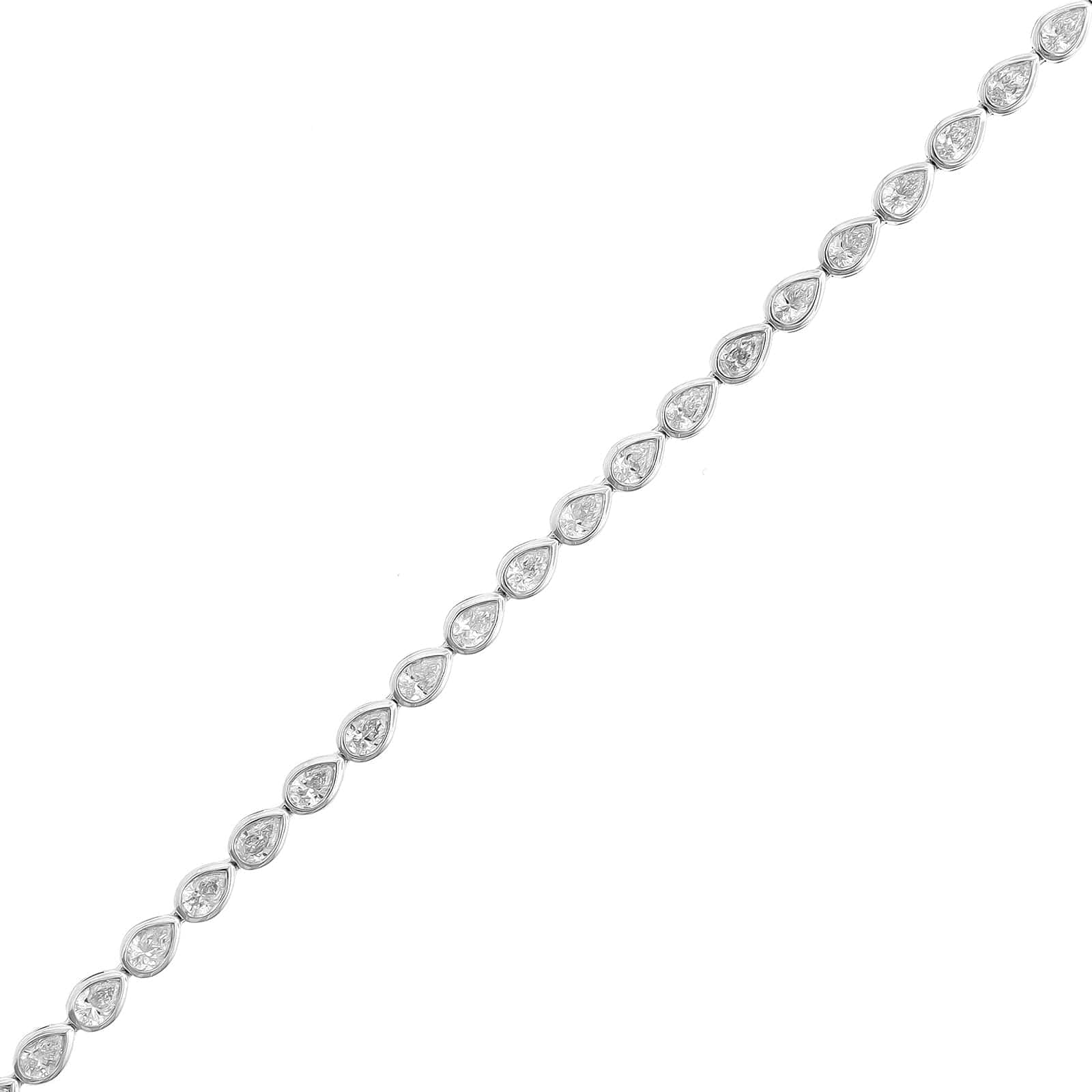 18K White Gold Pear Shaped Diamond Tennis Bracelet - Image 2