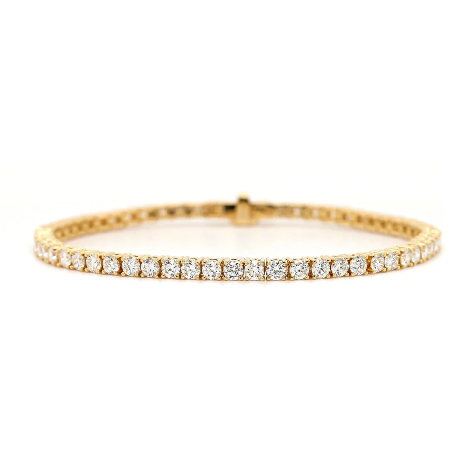 18K Yellow Gold Round 5CTW Diamond Tennis Bracelet - Image 4
