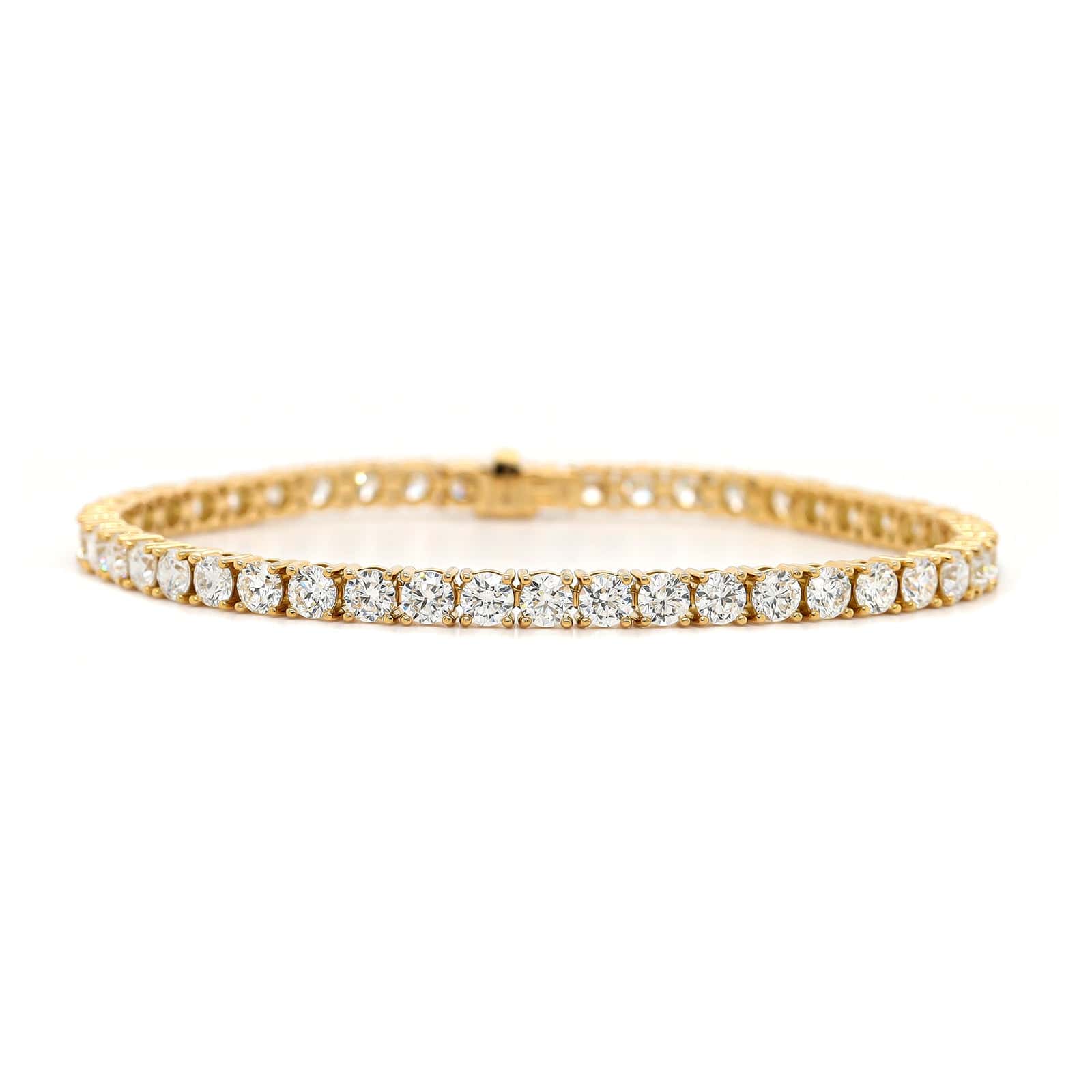 18K Yellow Gold Round 8CTW Diamond Tennis Bracelet