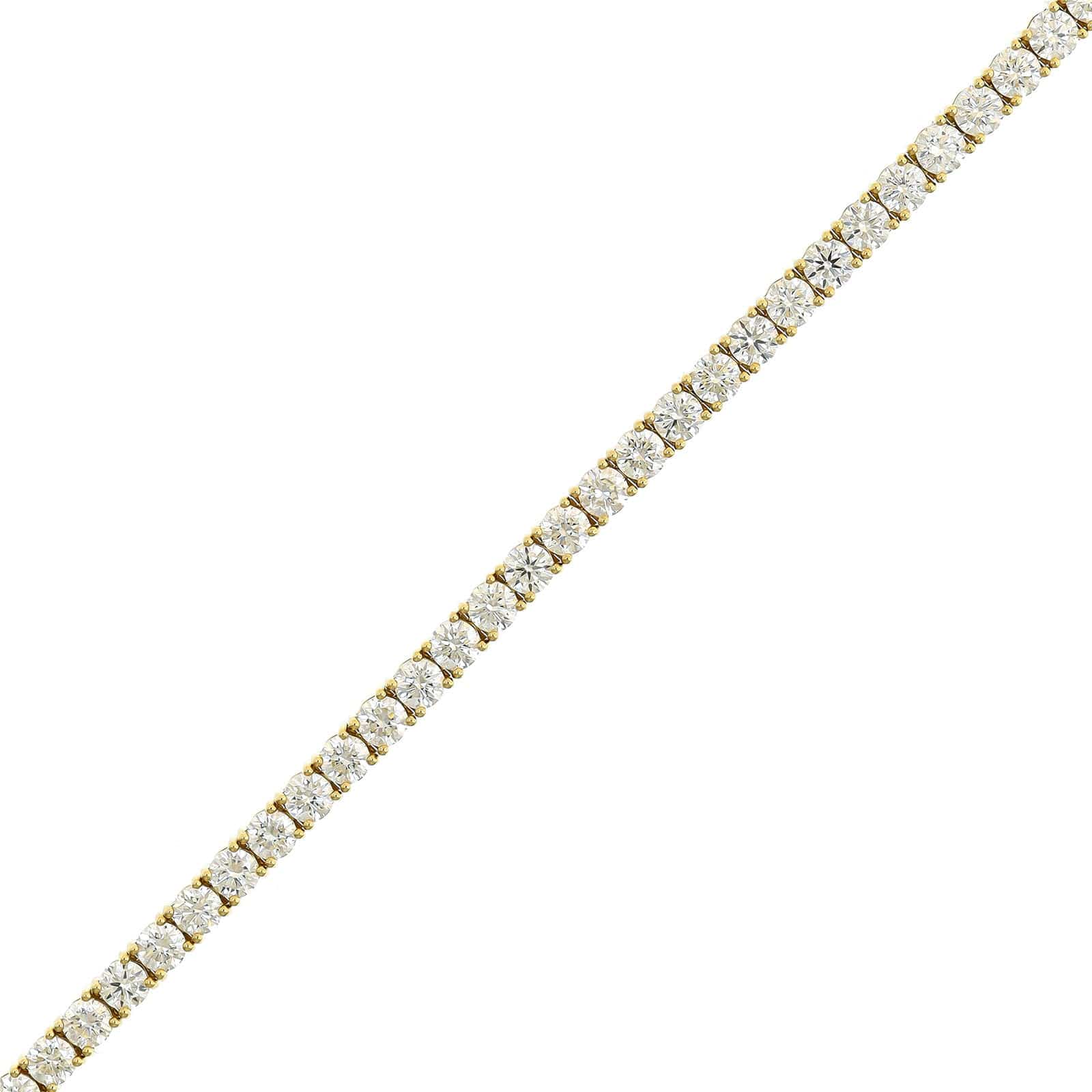 18K Yellow Gold Round 7CTW Diamond Tennis Bracelet - Image 2