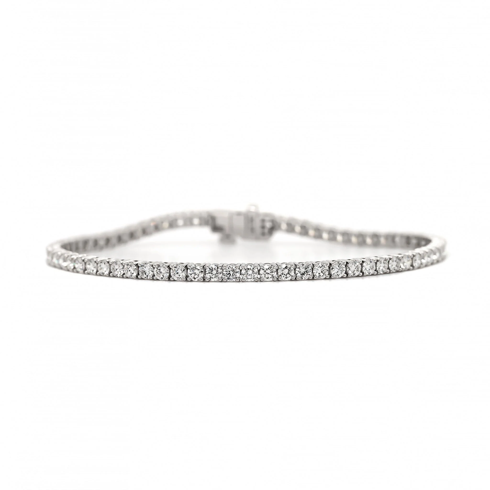 14K White Gold Four Prong Round Diamond Tennis Bracelet - Image 4