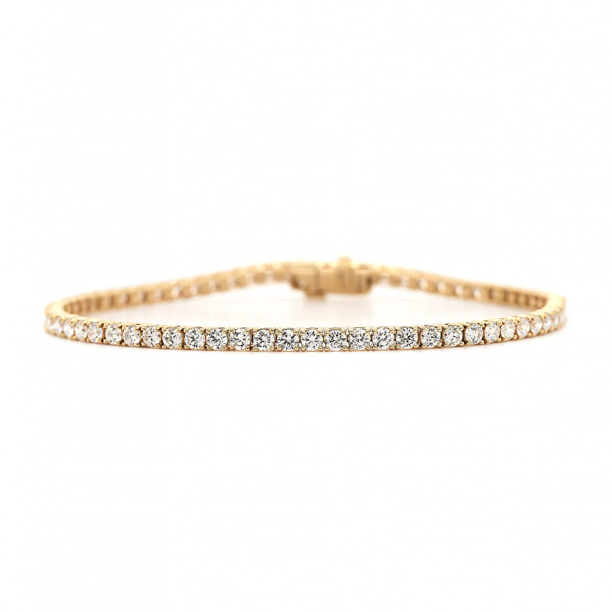 14K Yellow Gold Four Prong Round Diamond Tennis Bracelet