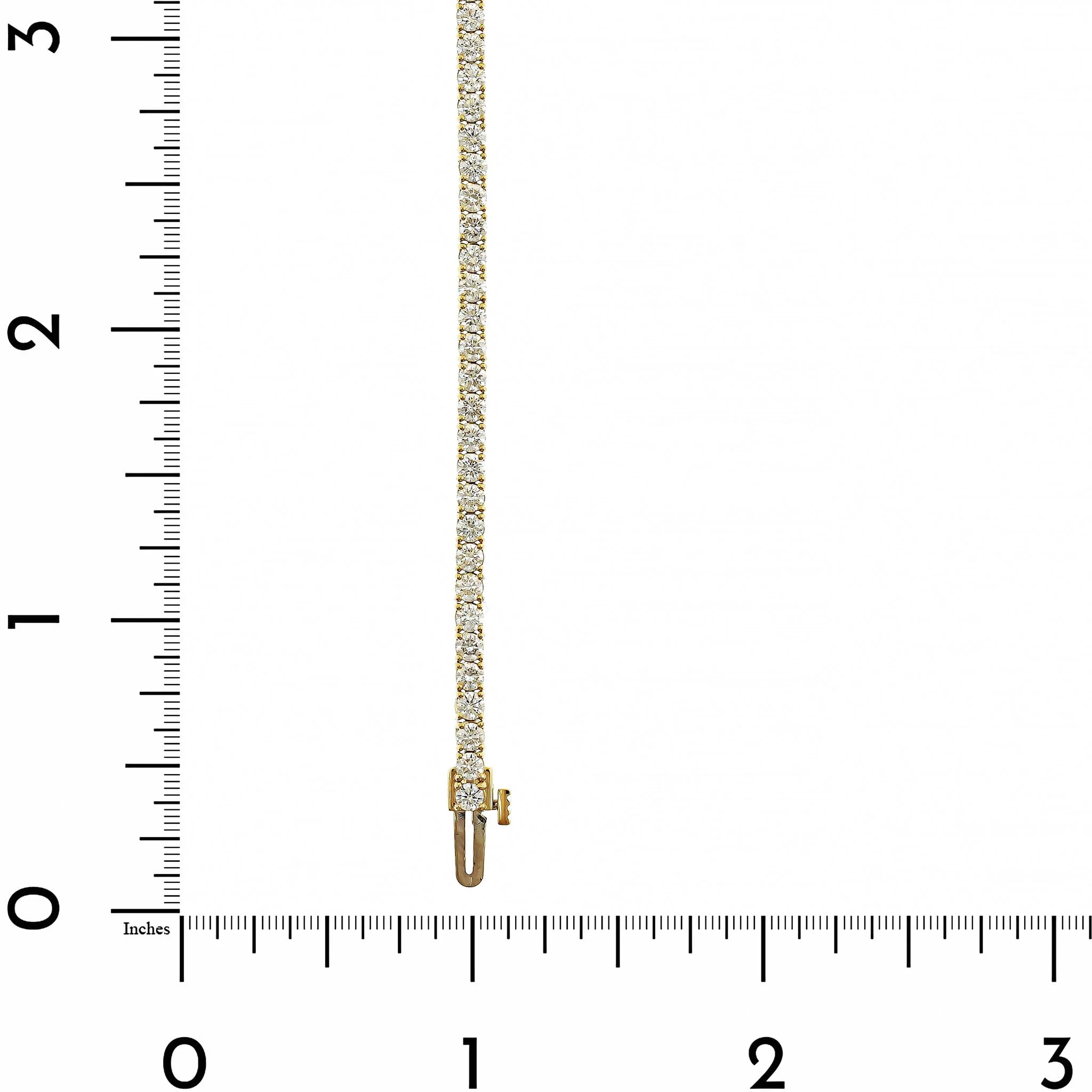 14K Yellow Gold Four Prong Round Diamond Tennis Bracelet - Image 3