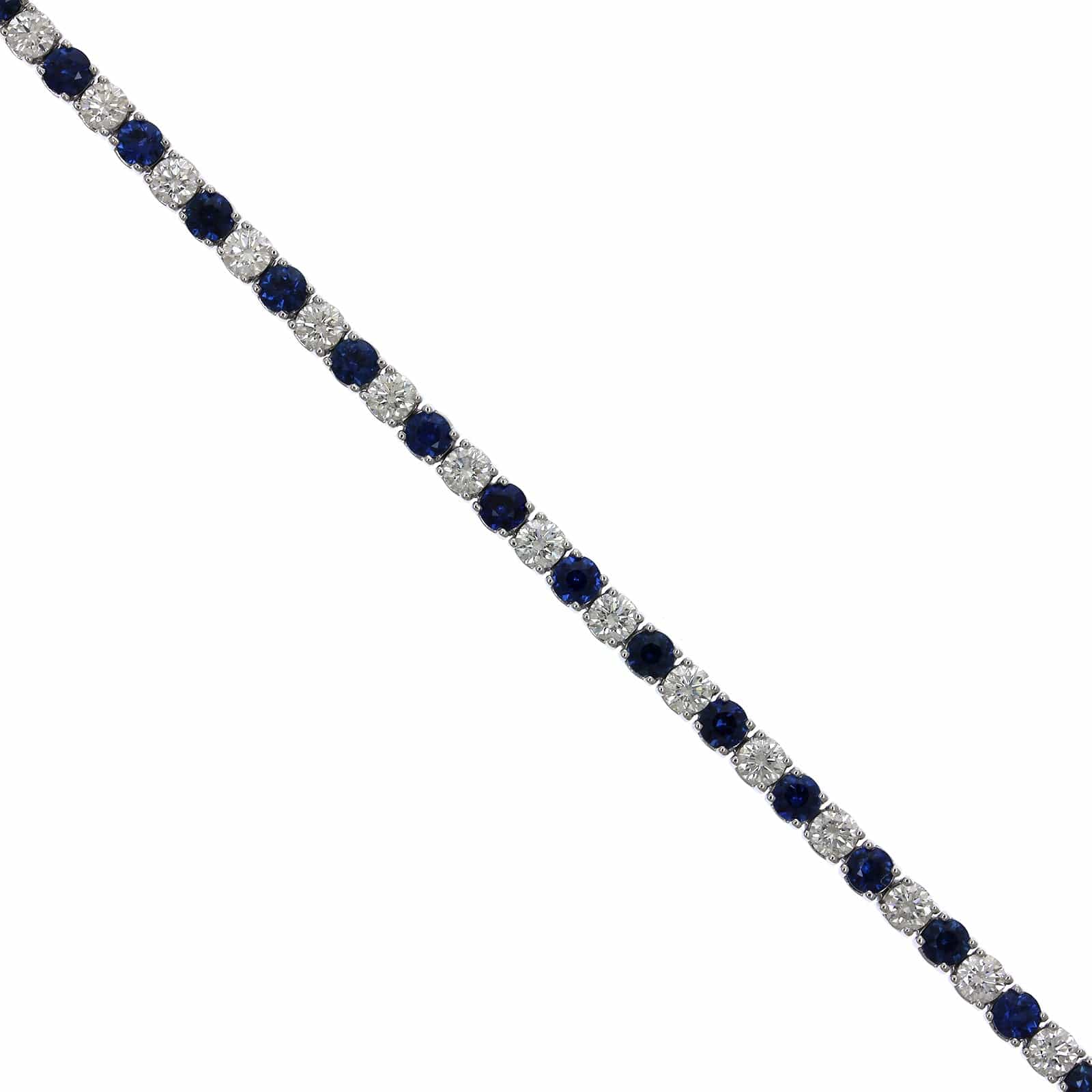 14K White Gold Sapphire and Diamond Tennis Bracelet - Image 2