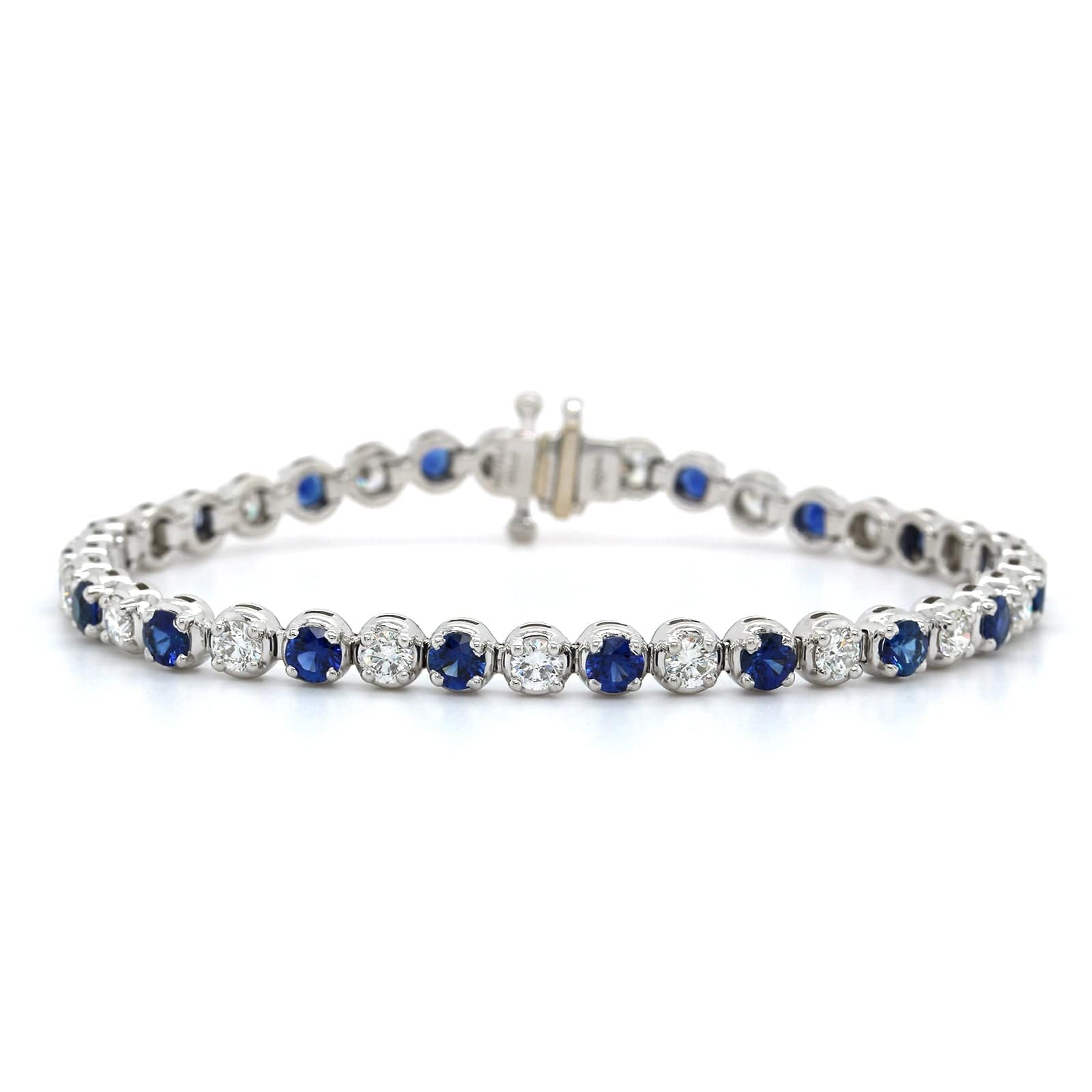 Platinum Sapphire and Diamond Tennis Bracelet