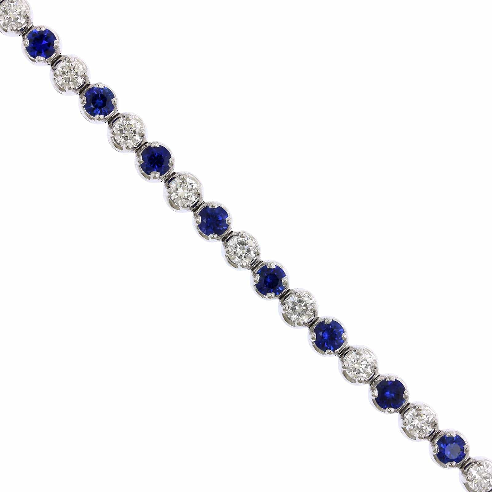 Platinum Sapphire and Diamond Tennis Bracelet - Image 2
