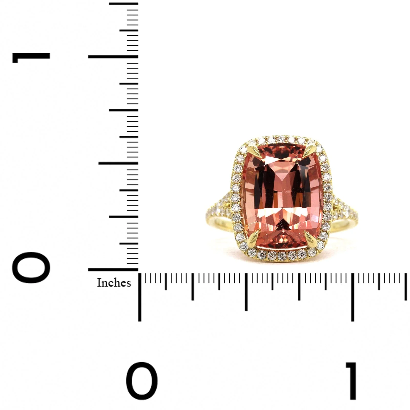 18K Yellow Gold Cushion Topaz Diamond Halo Ring - Image 3