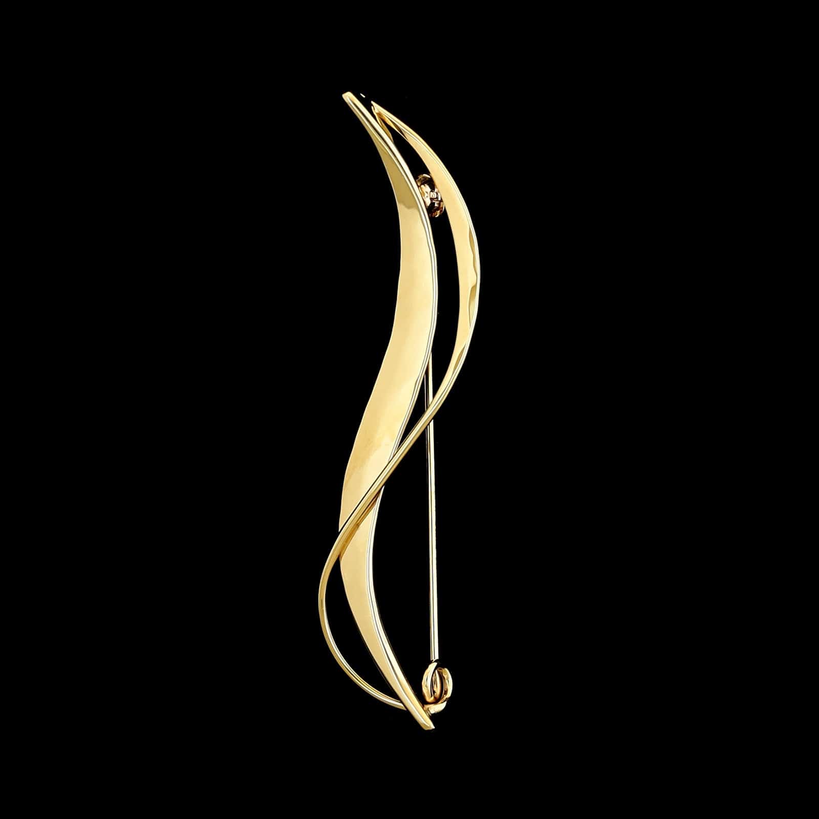 Tom Kruskal 14K Yellow Gold Estate Swirl Pin
