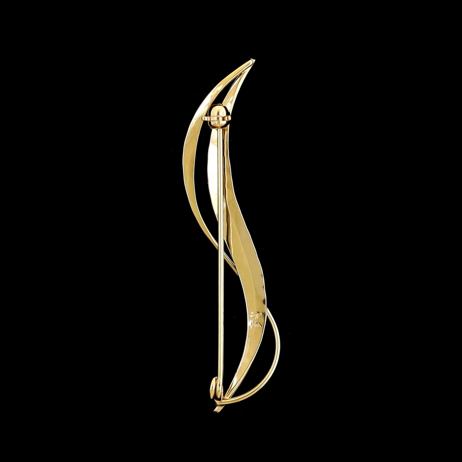 Tom Kruskal 14K Yellow Gold Estate Swirl Pin - Image 2