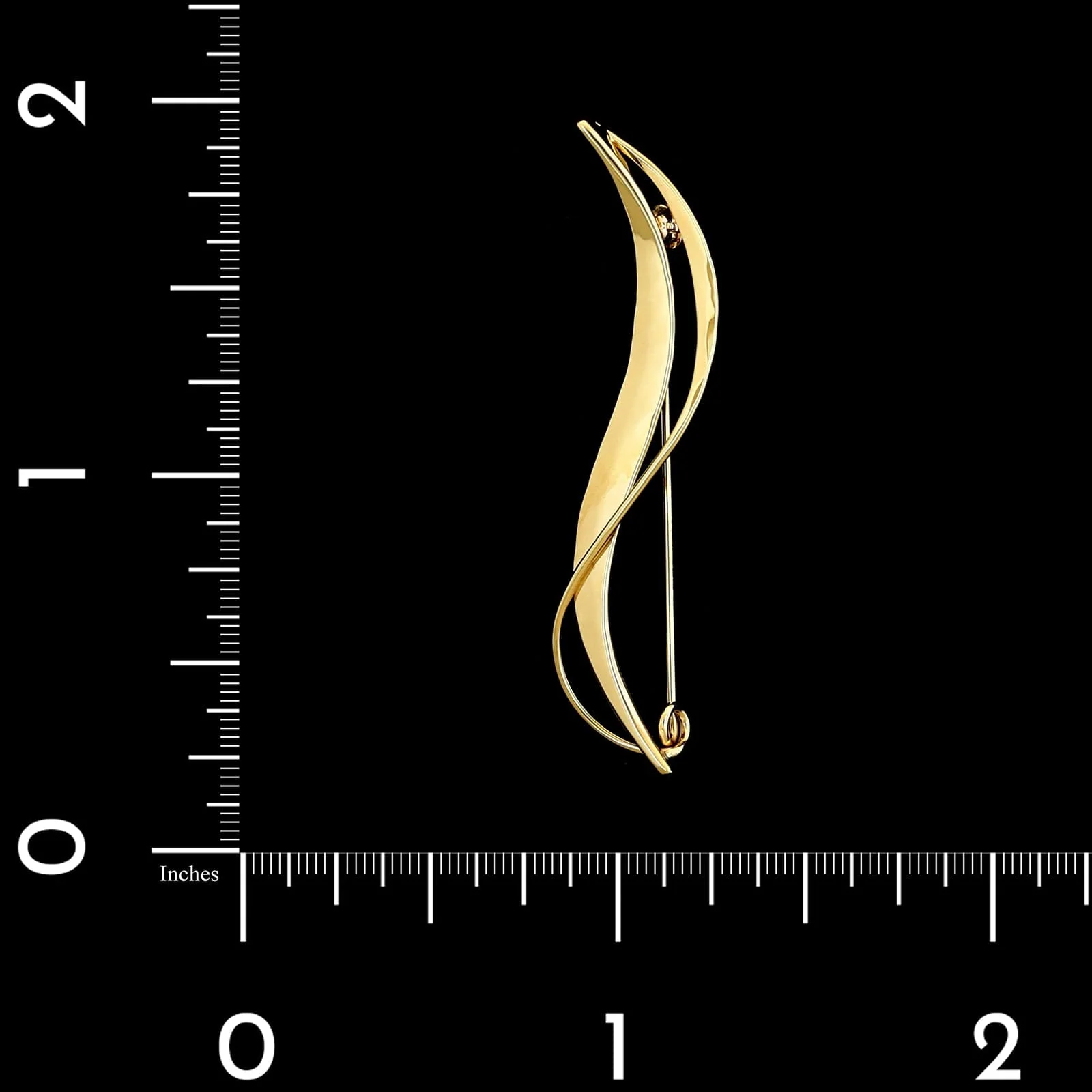 Tom Kruskal 14K Yellow Gold Estate Swirl Pin - Image 3