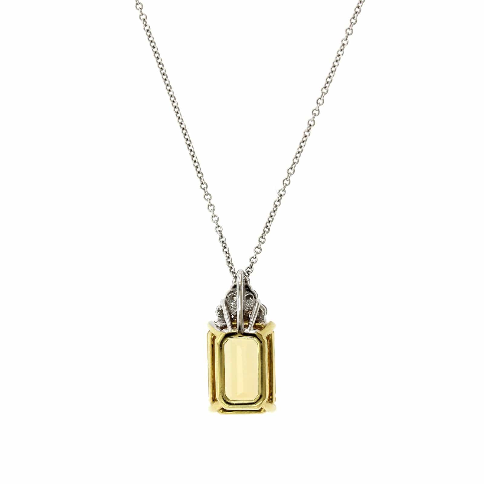 18K White Gold Yellow Topaz with Diamond Pendant - Image 2
