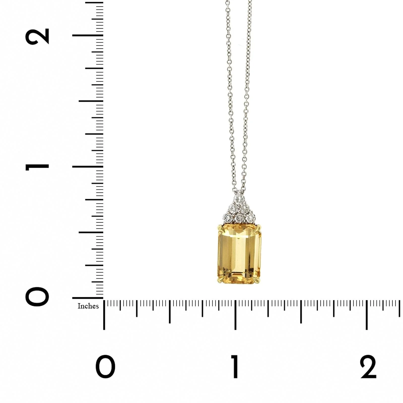 18K White Gold Yellow Topaz with Diamond Pendant - Image 4