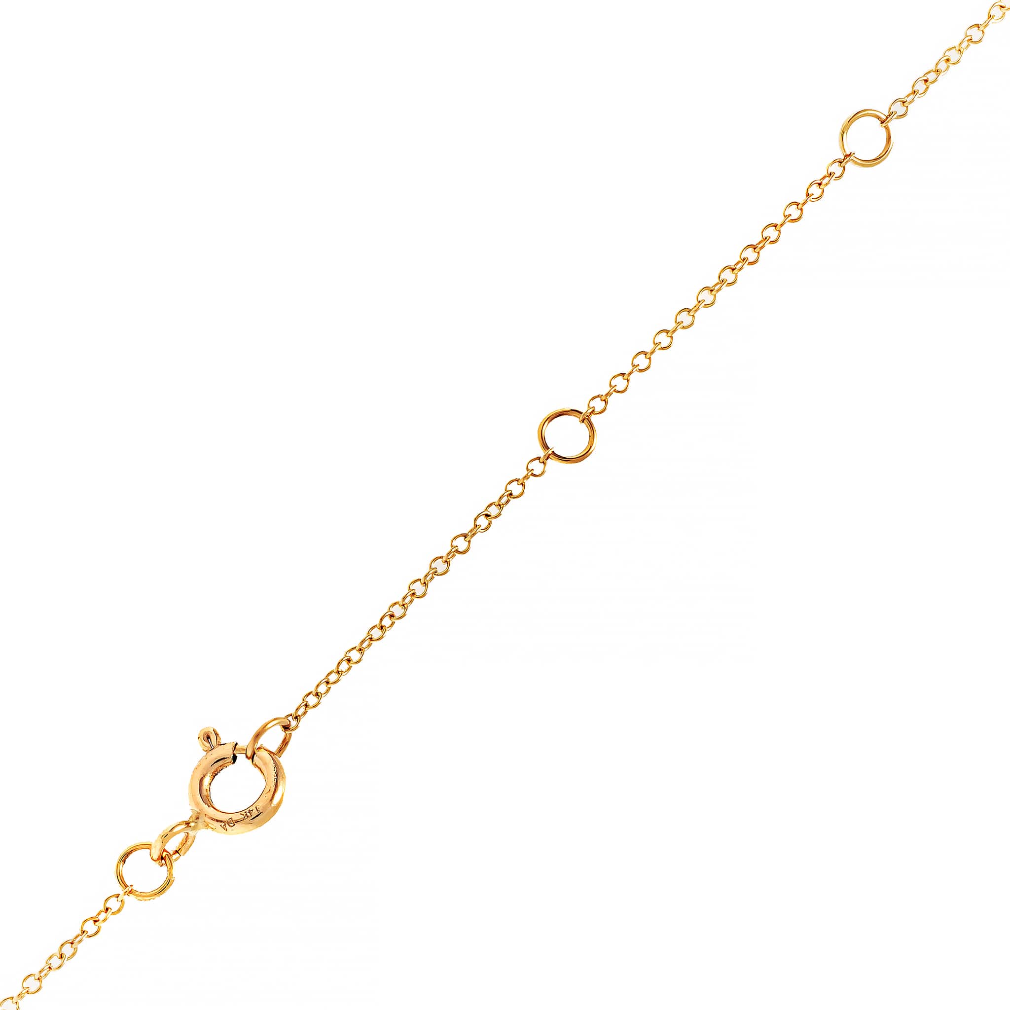 14K Yellow Gold Round White Topaz and Diamond Halo Pendant Necklace - Image 3