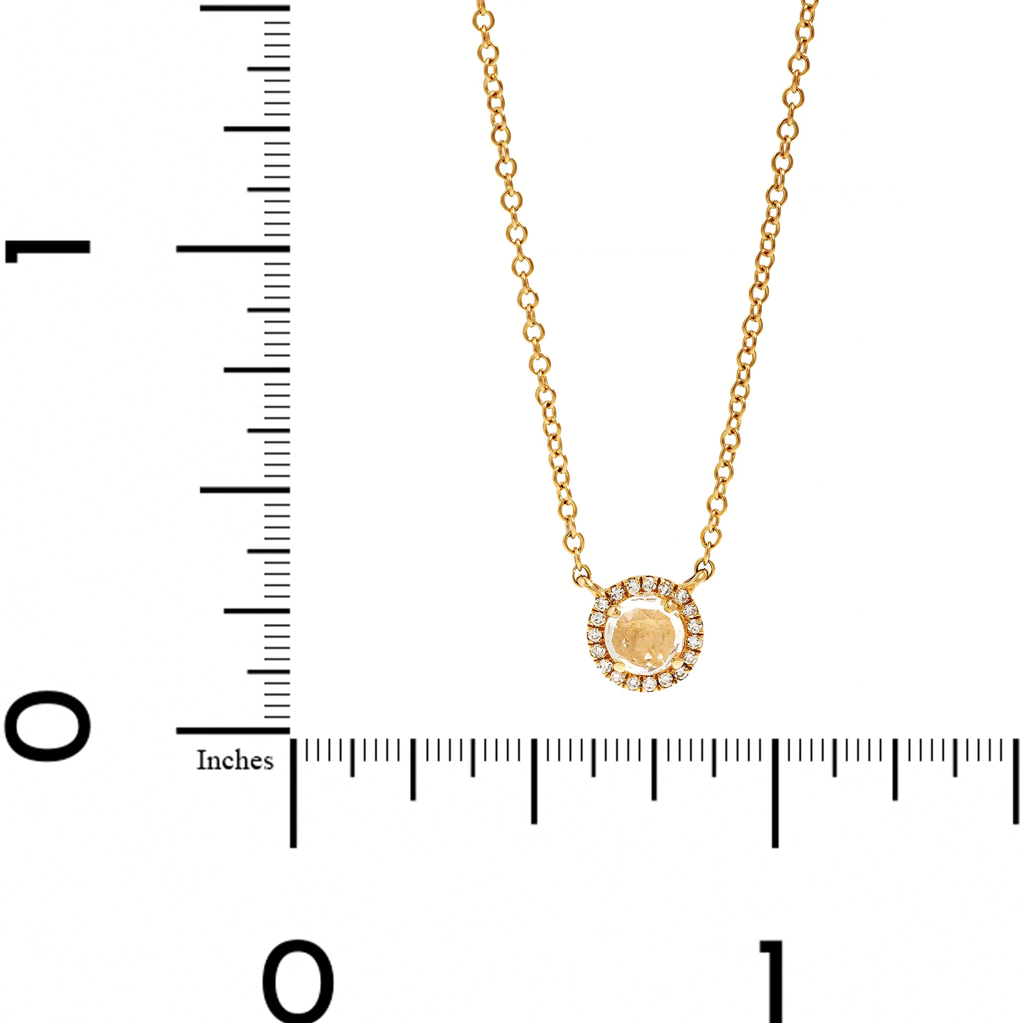 14K Yellow Gold Round White Topaz and Diamond Halo Pendant Necklace - Image 4