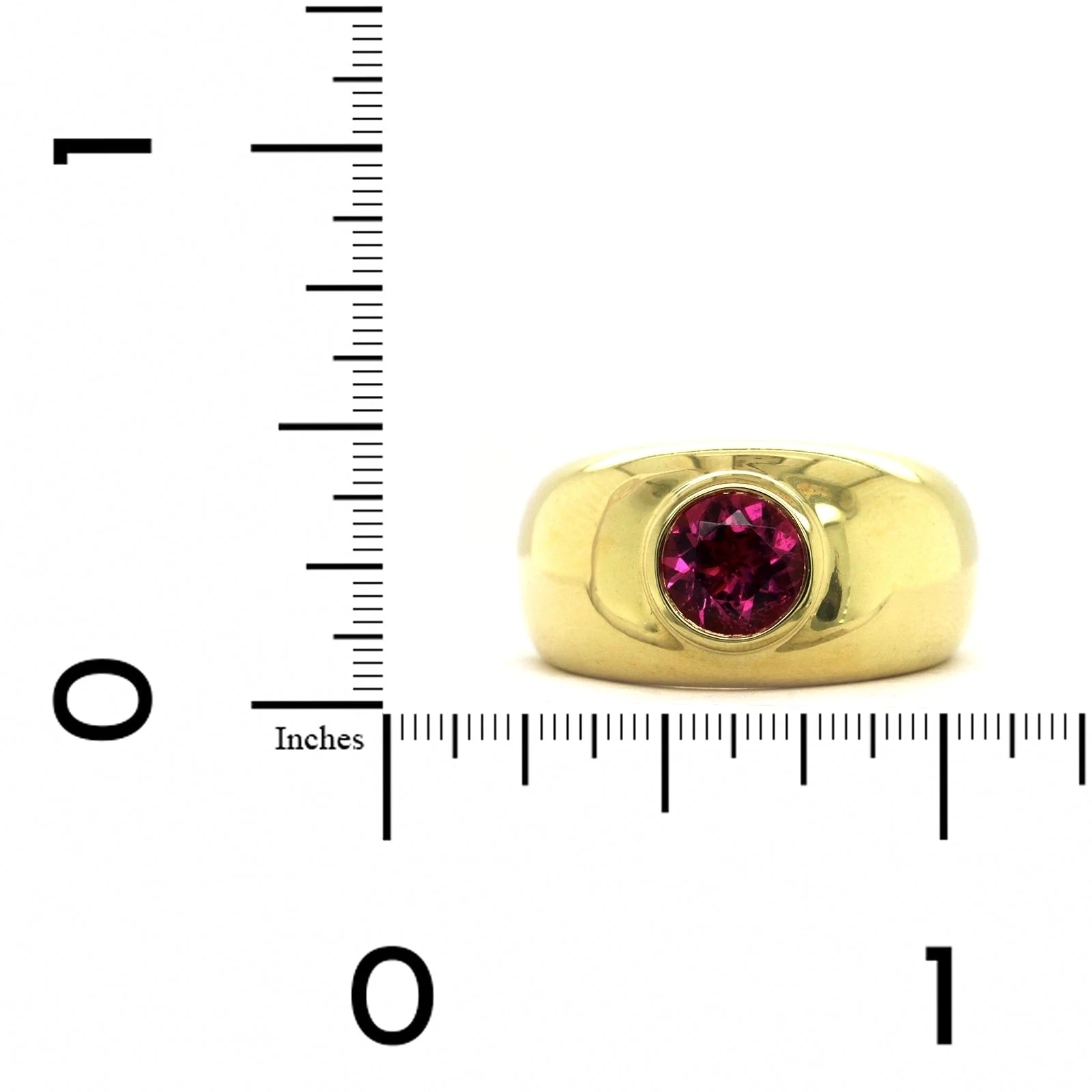 18K Yellow Gold Pink Tourmaline Bezel Set Ring - Image 4