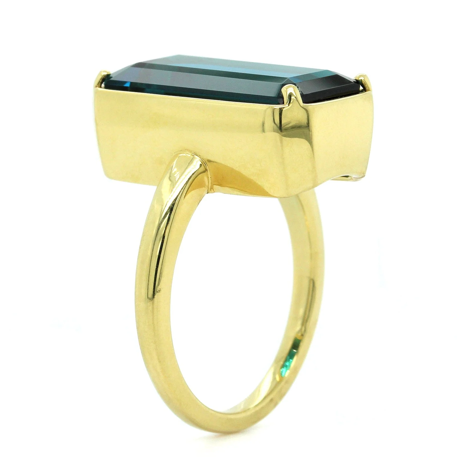 18K Yellow Gold Indicolite Electric Blue Tourmaline Ring - Image 3