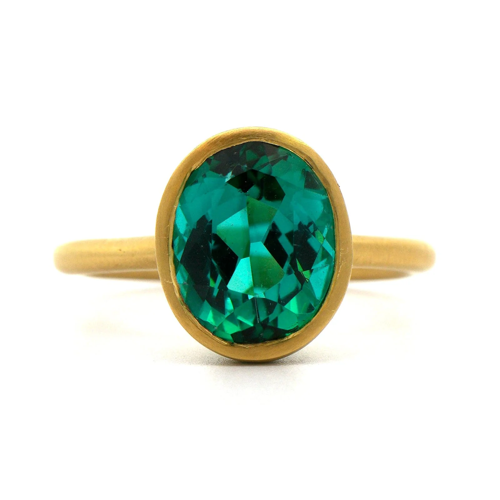18K Yellow Gold Green Tourmaline Ring