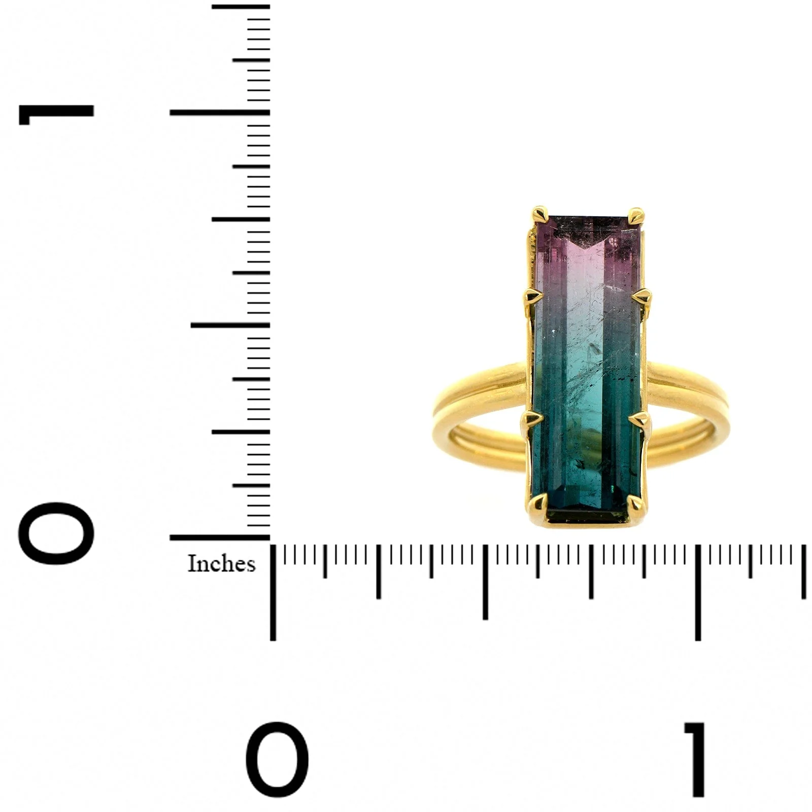 18K Yellow Gold Bi Color Tourmaline Ring - Image 3