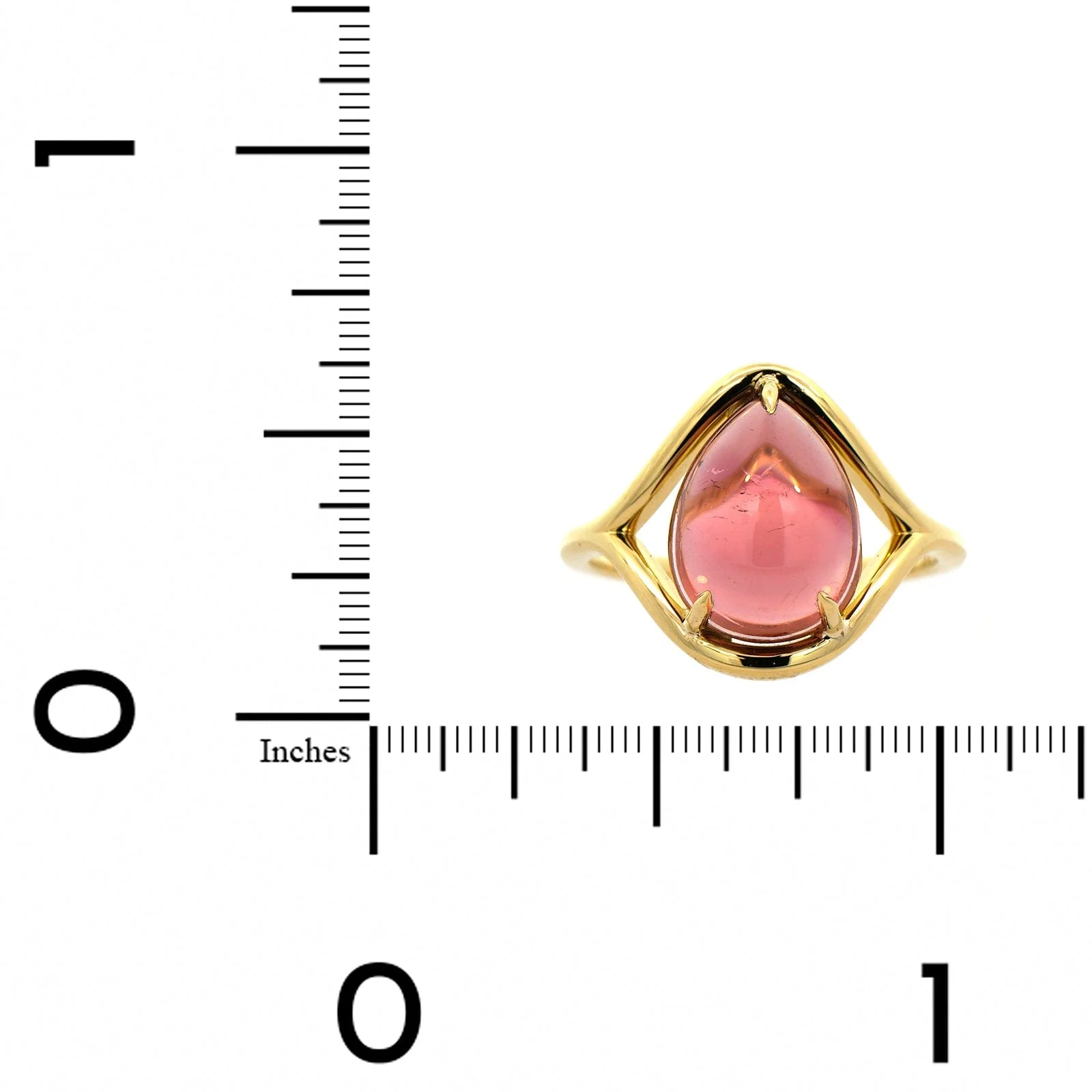 18K Yellow Gold Pink Tourmaline 3 Prong Ring - Image 3