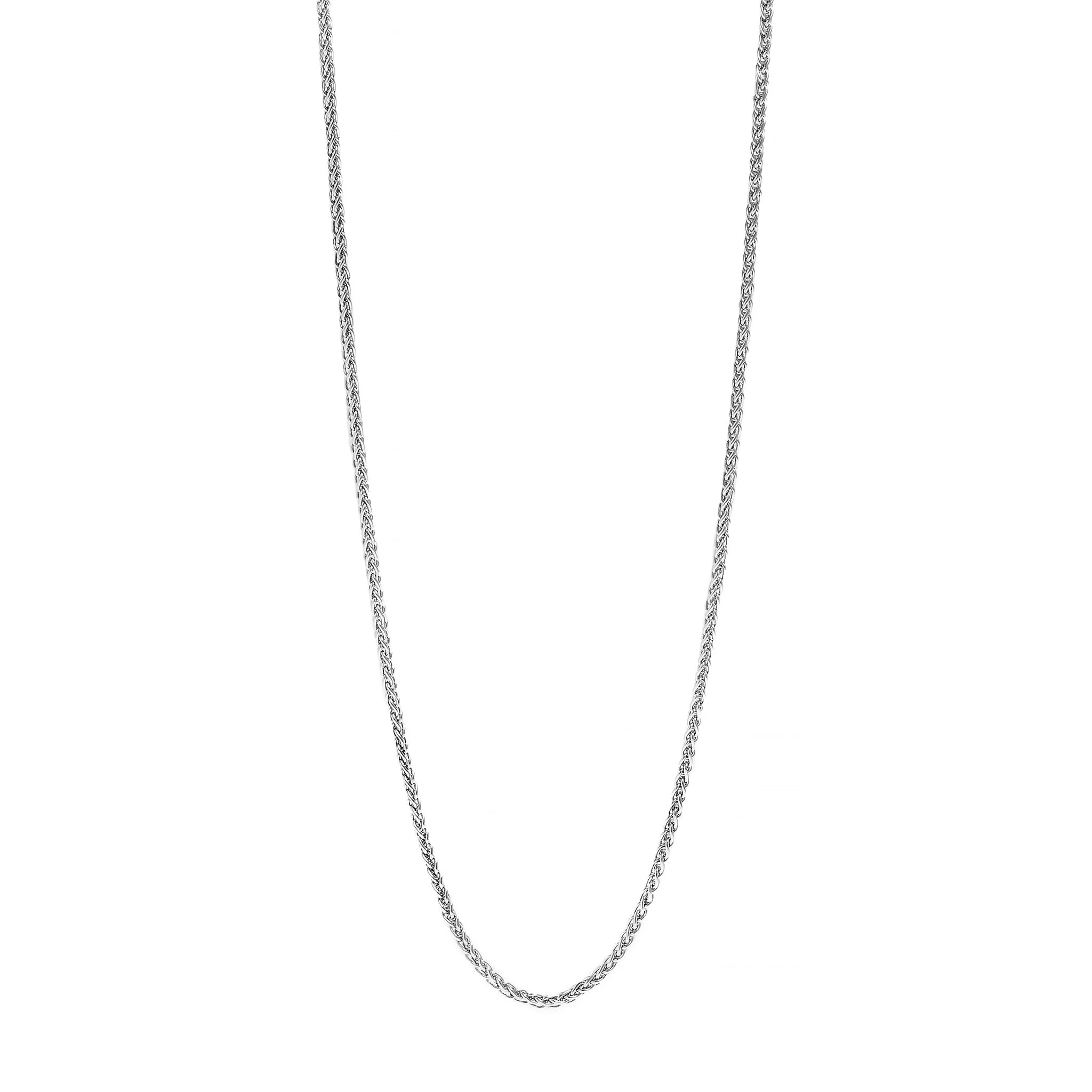 14K White Gold 1mm Curb Chain Necklace