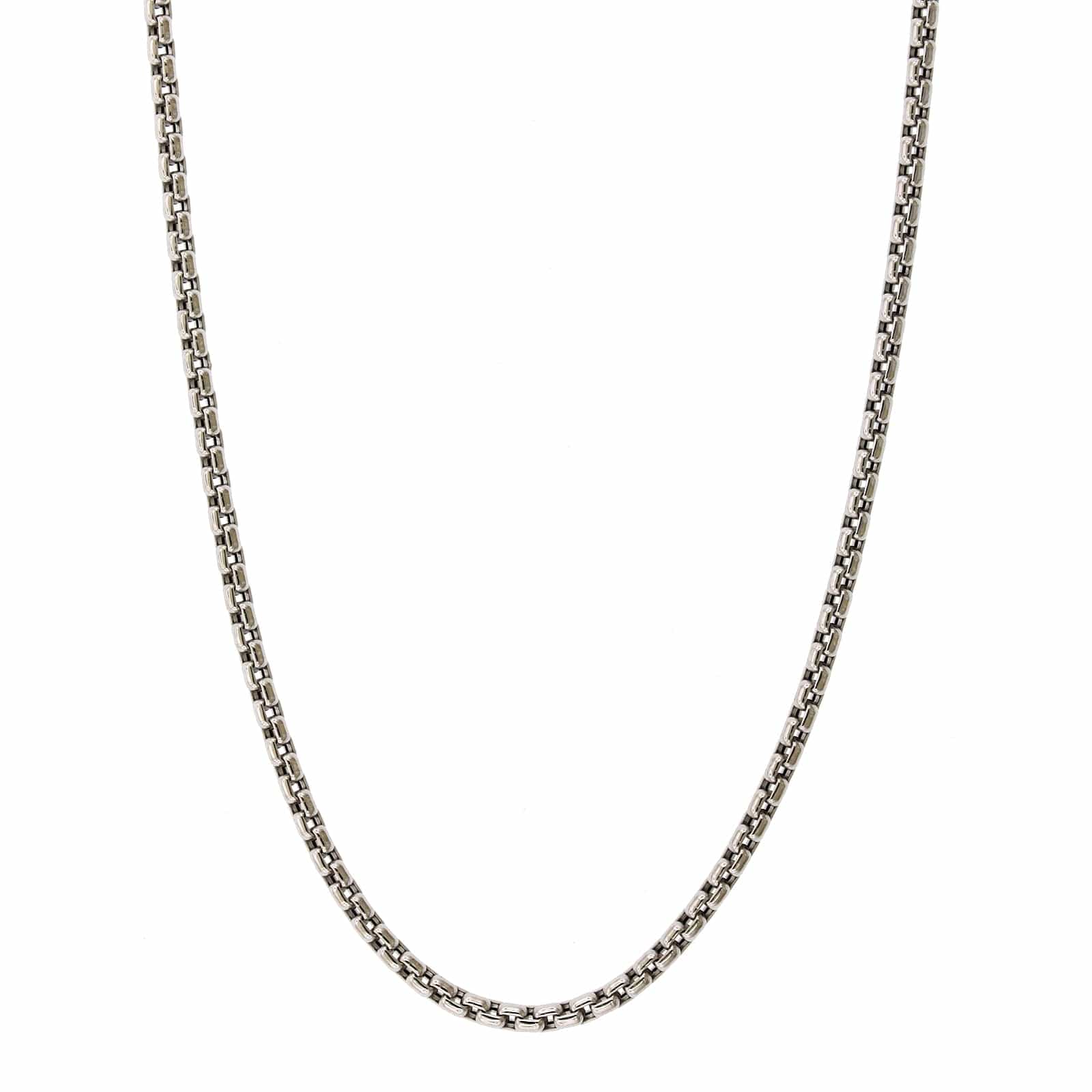 14K White Gold Box Chain Necklace