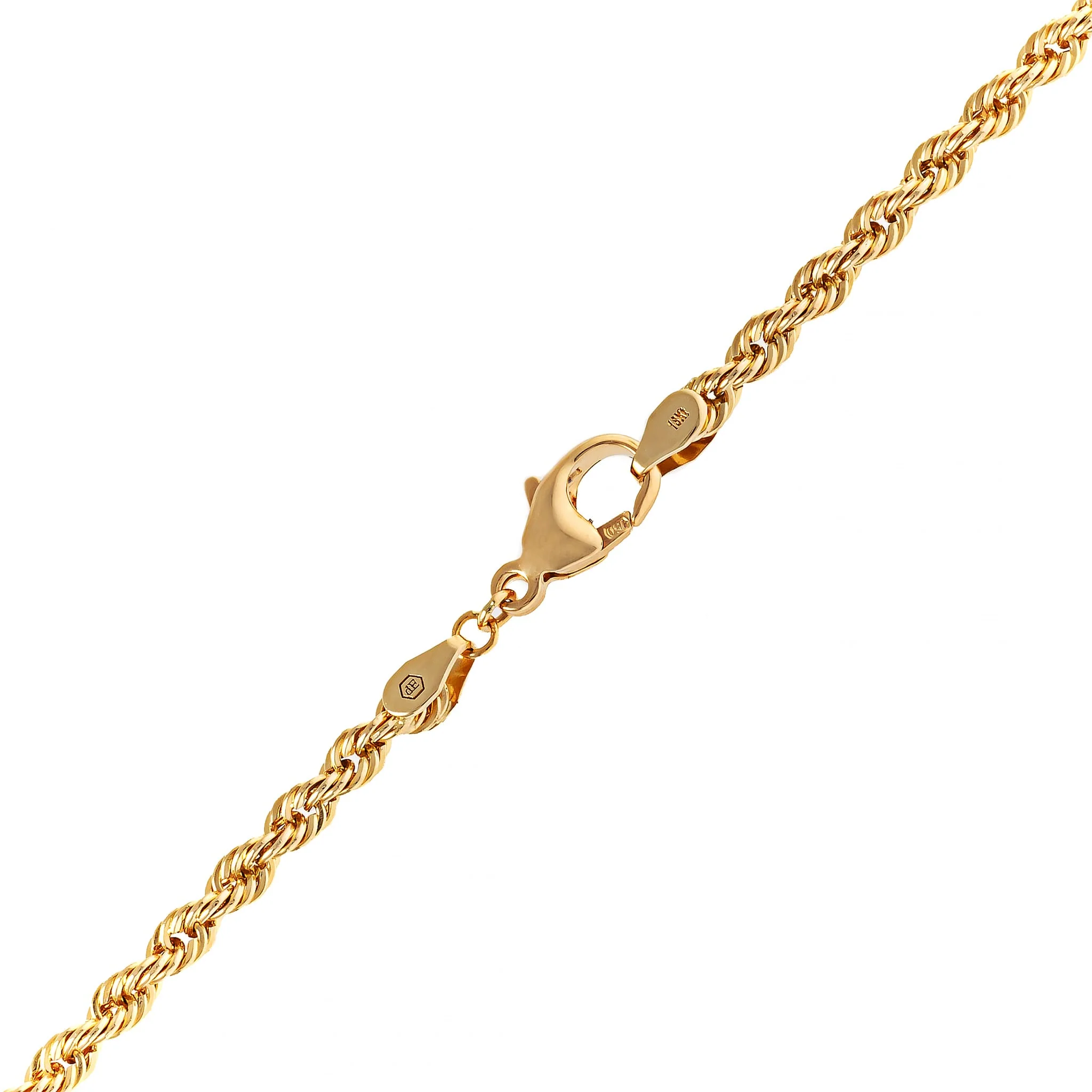 18K Yellow Gold 3.2mm Rope Chain Necklace - Image 2
