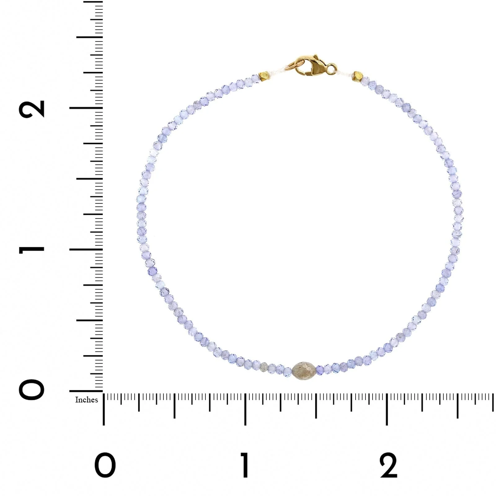 18K Yellow Gold Tanzanite Bead Bracelet - Image 3
