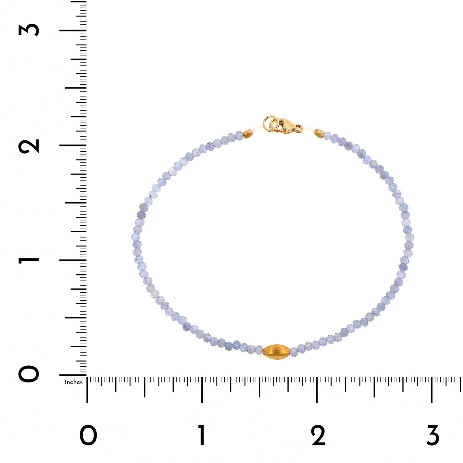 18K Yellow Gold Tanzanite Beaded Bracelet - Image 2