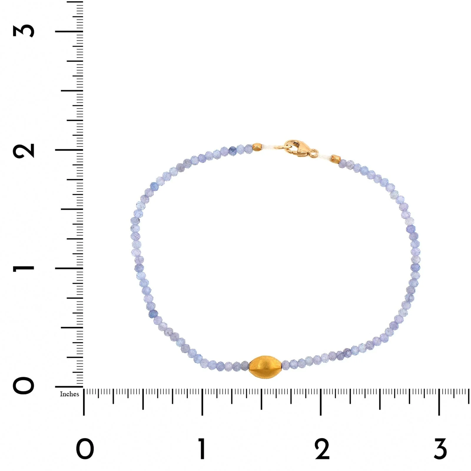 18K Yellow Gold Tanzanite Beaded Bracelet - Image 2