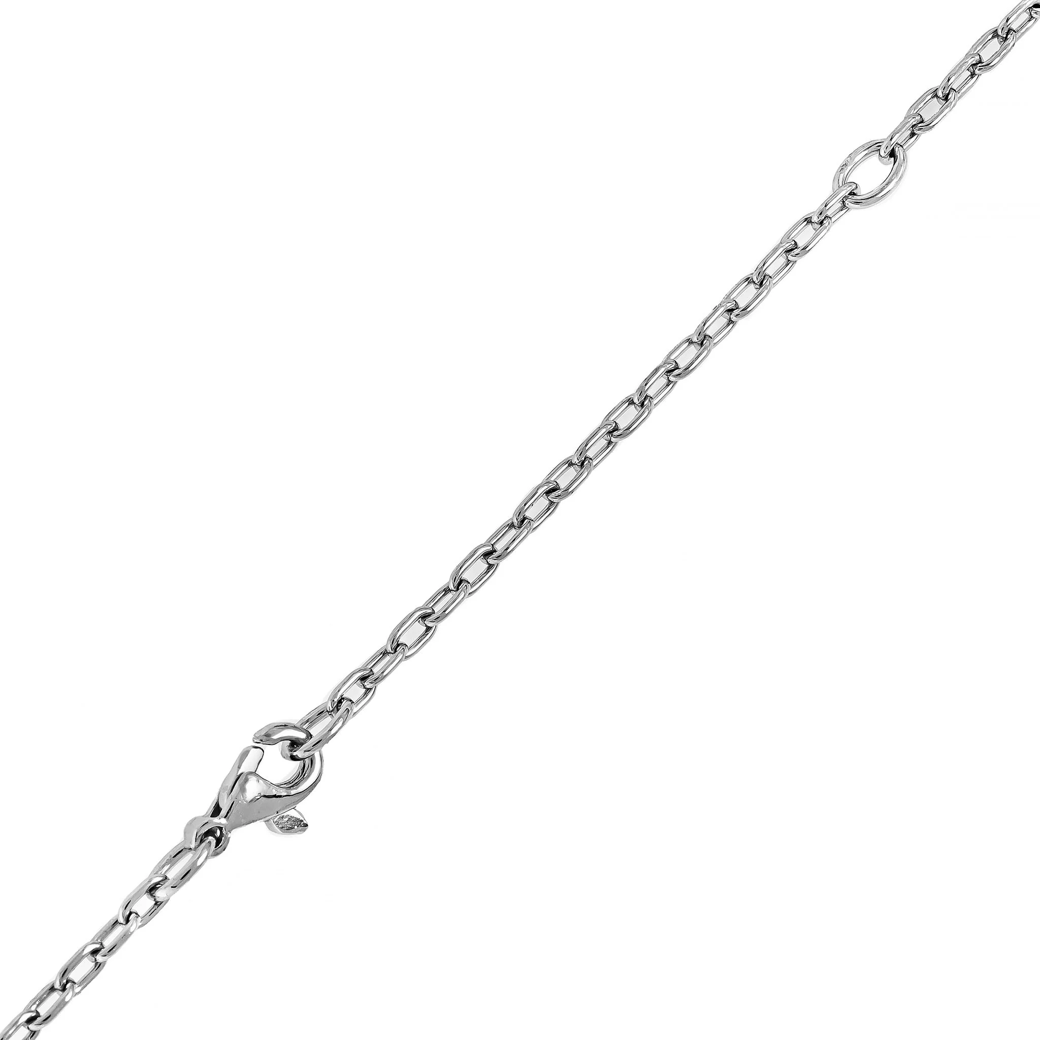 18K White Gold Bezel Set Oval Tanzanite Pendant Necklace - Image 3
