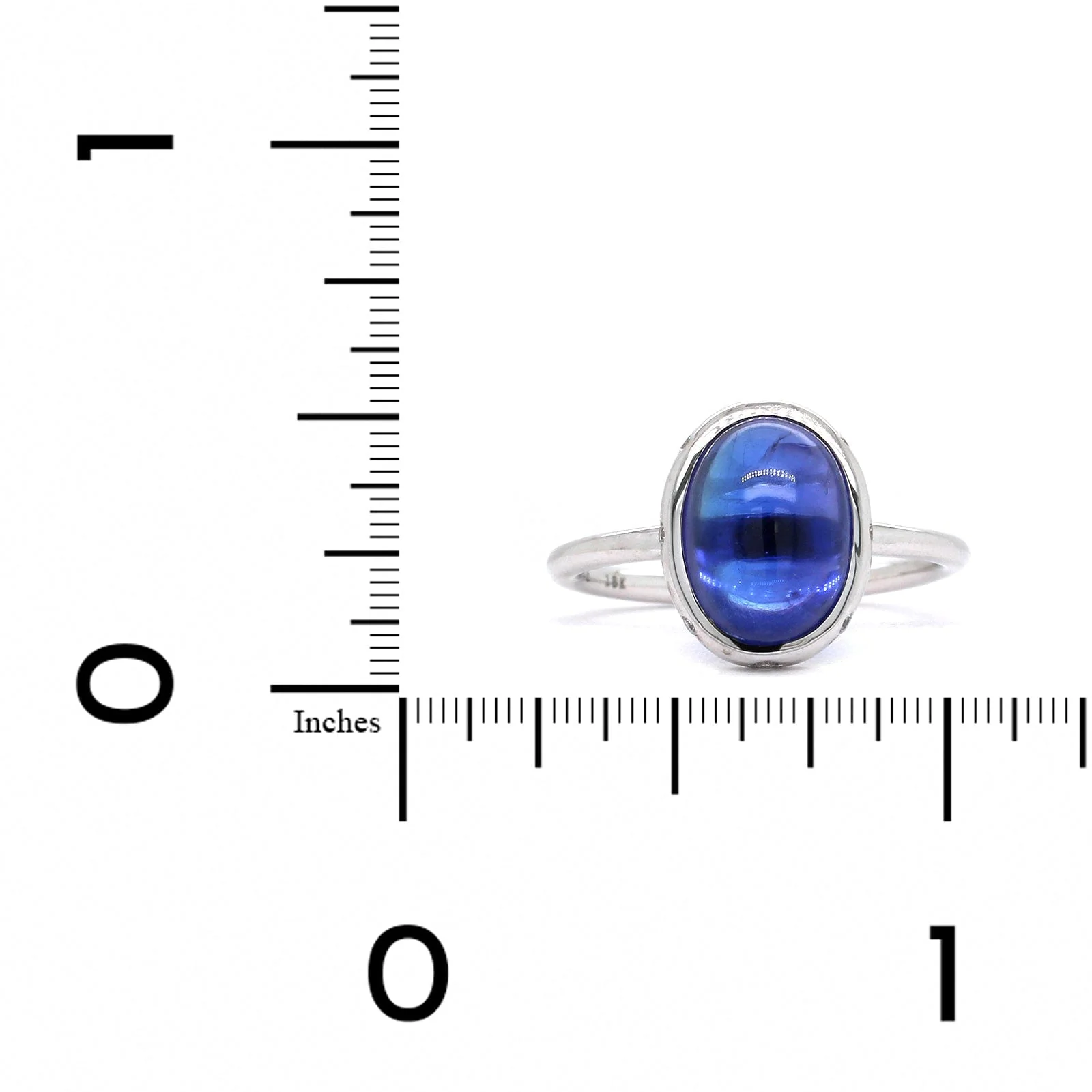18K White Gold Cabochon Tanzanite Ring - Image 4