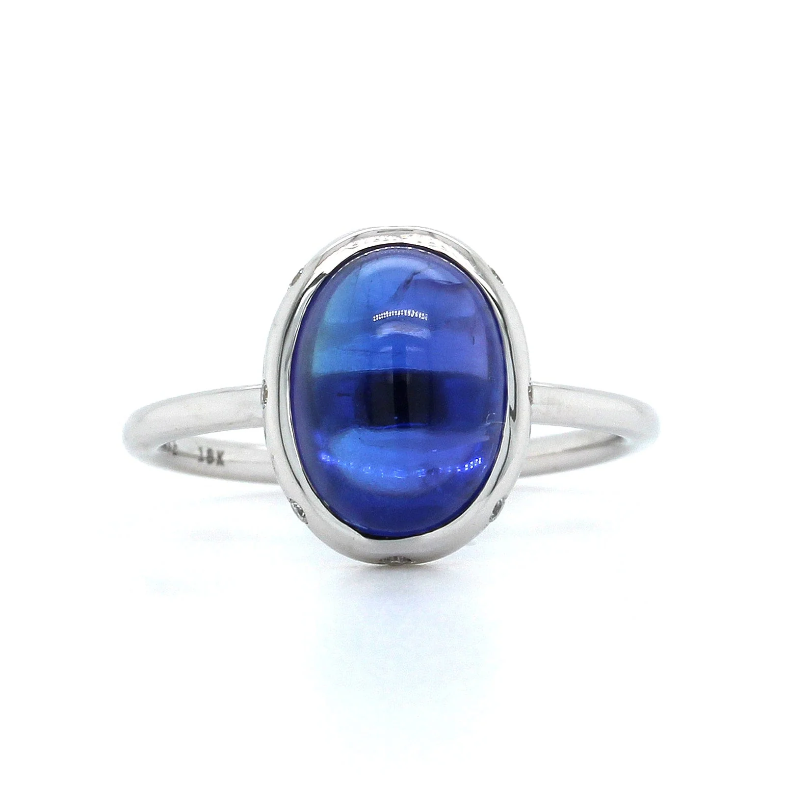 18K White Gold Cabochon Tanzanite Ring - Image 5