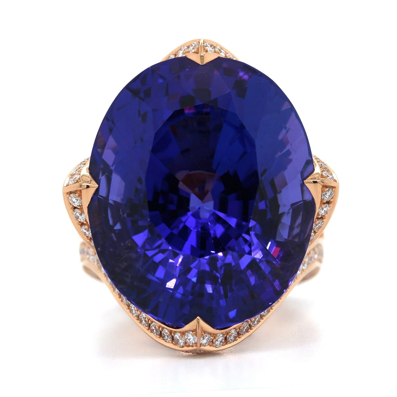 18K Rose Gold Oval Tanzanite Diamond Ring