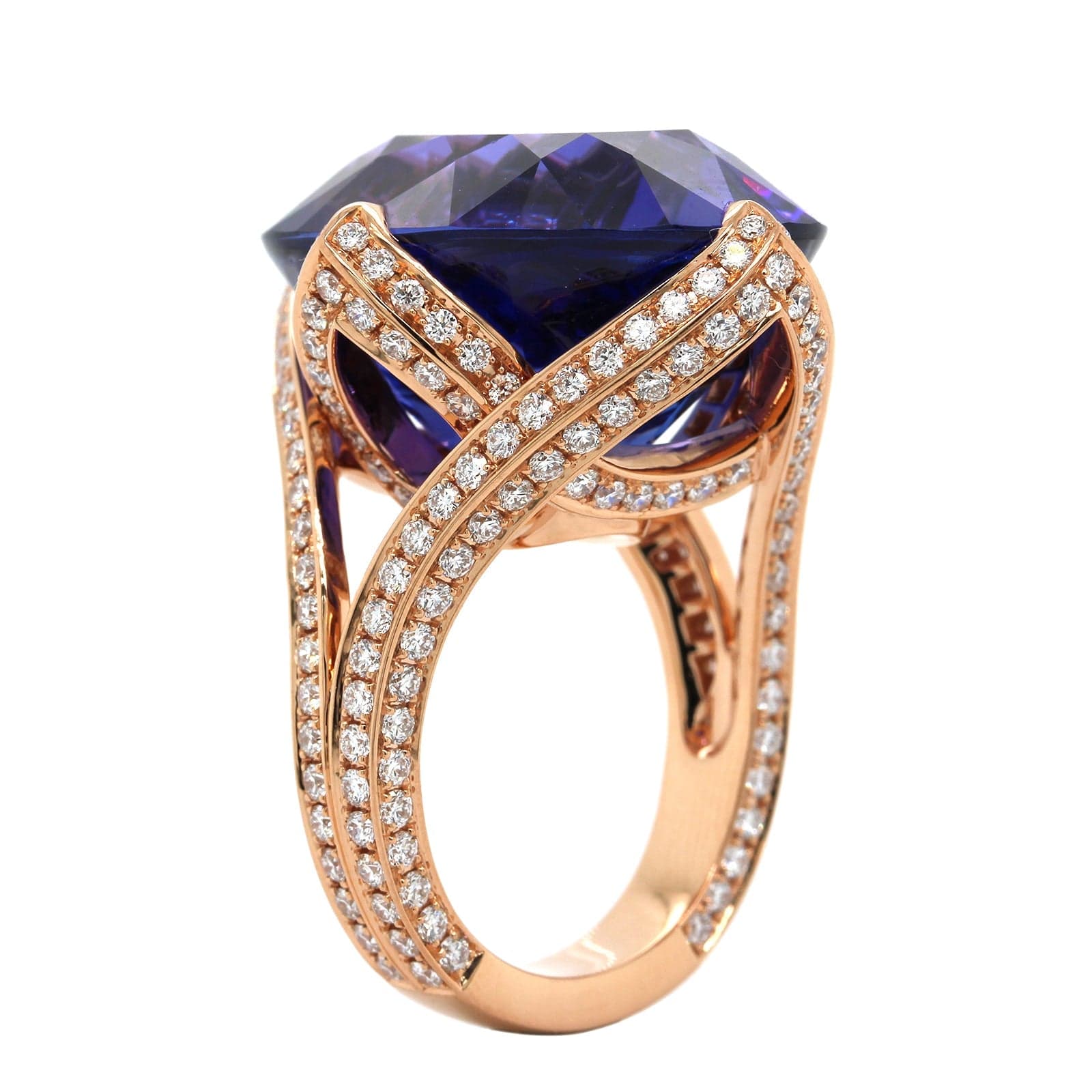 18K Rose Gold Oval Tanzanite Diamond Ring - Image 2