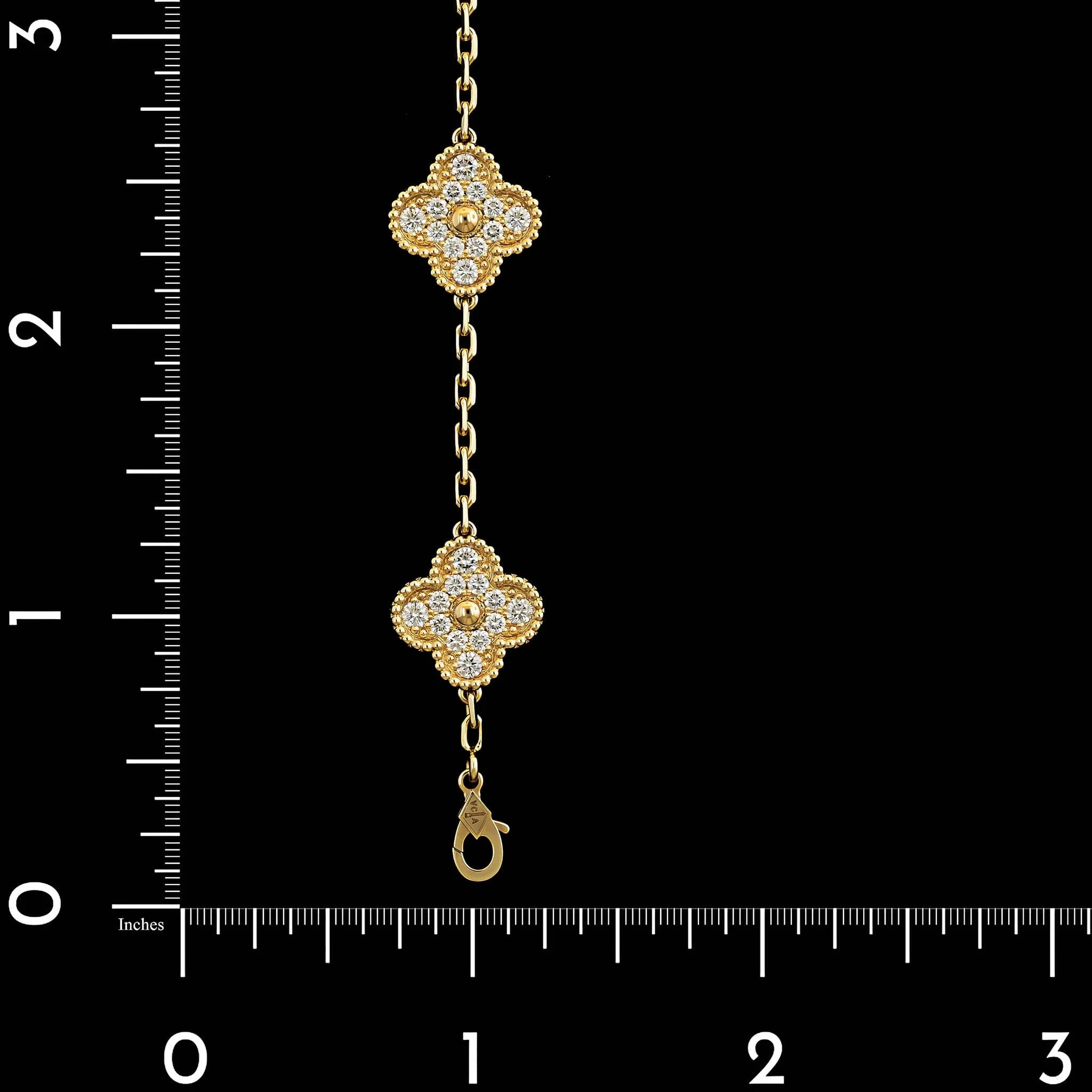 Van Cleef & Arpels 18K Yellow Gold Estate Vintage Alhambra Diamond Five Motif Bracelet - Image 3