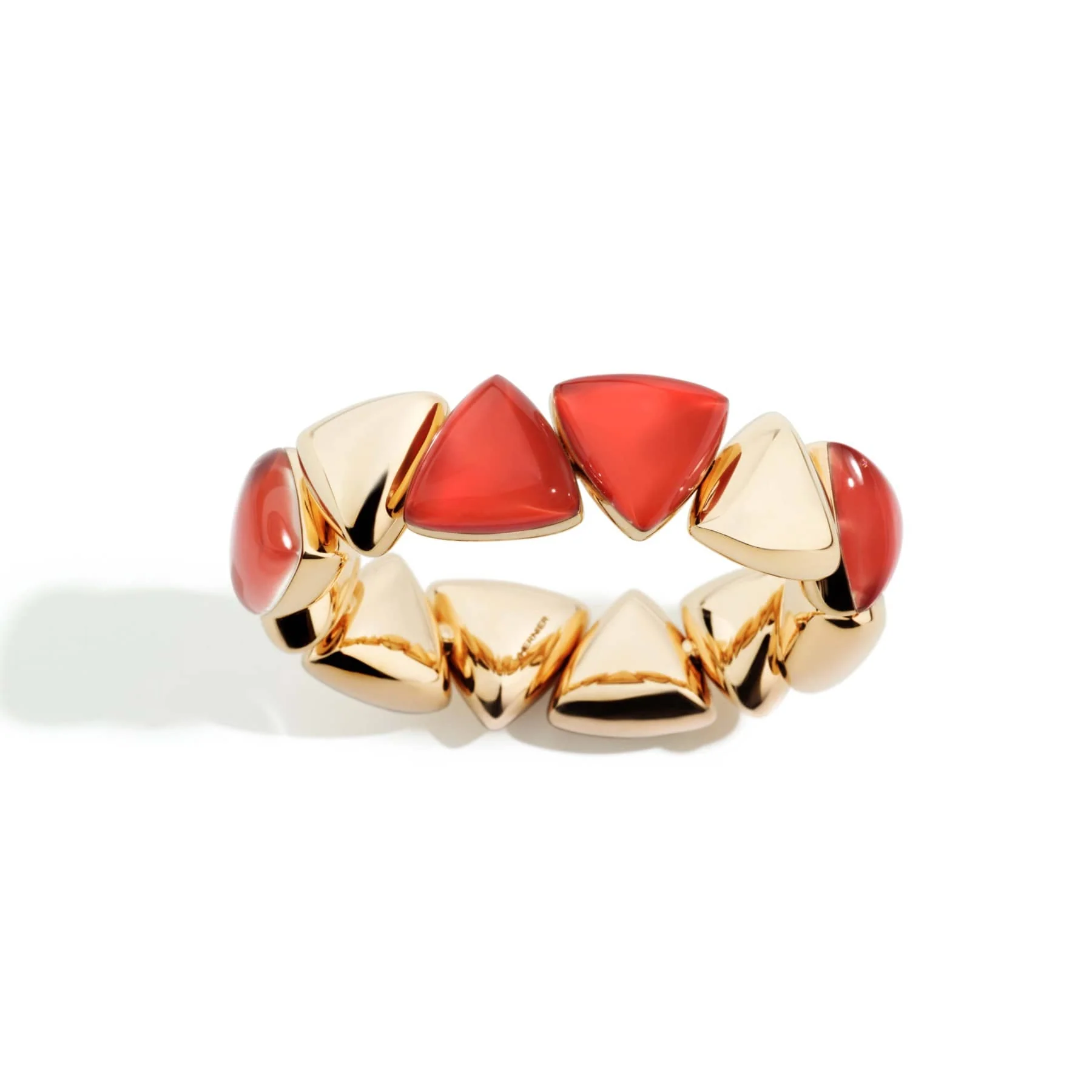Vhernier 18K Rose Gold Rock Crystal and Carnelian Freccia Bracelet