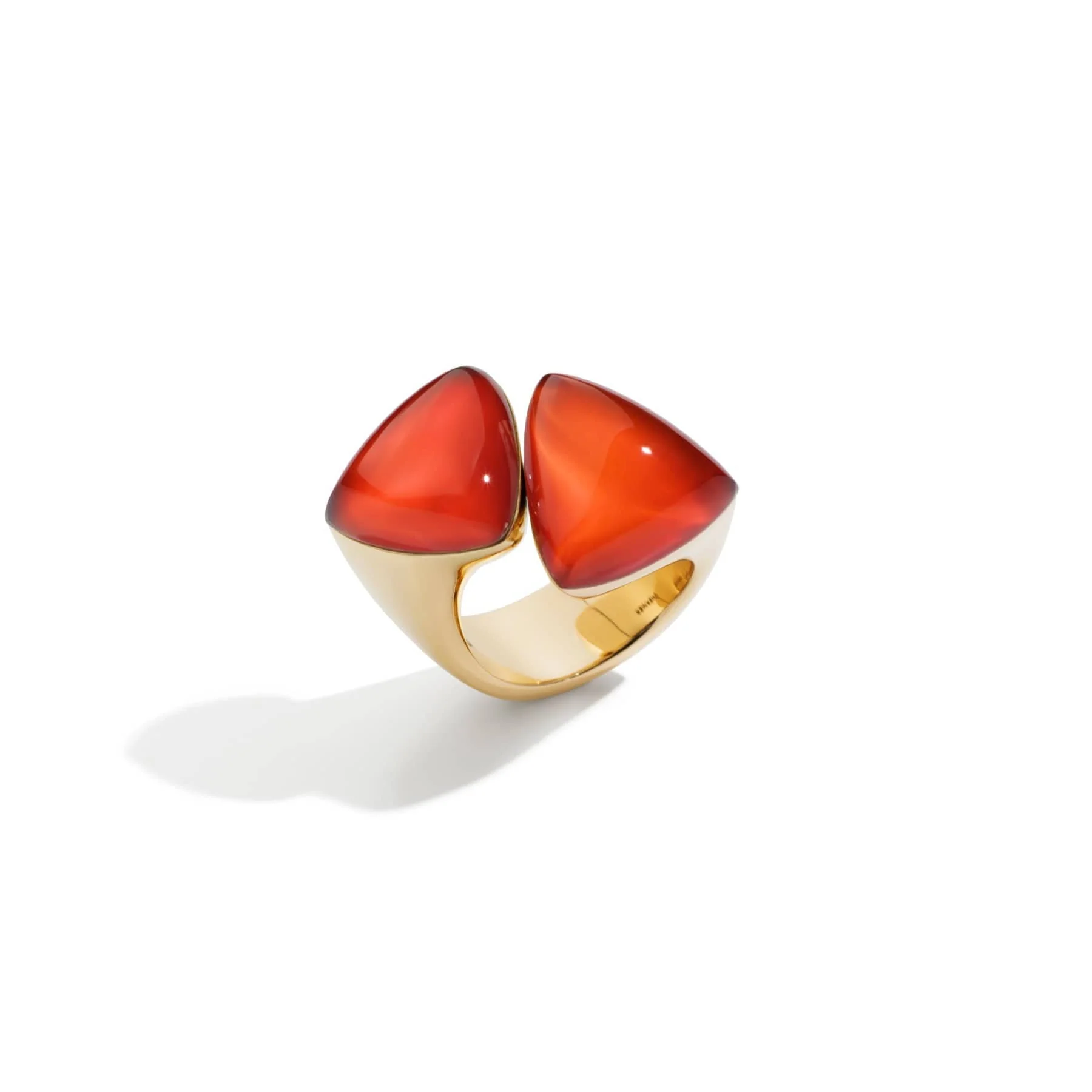 Vhernier 18K Rose Gold Rock Crystal and Carnelian Freccia Ring
