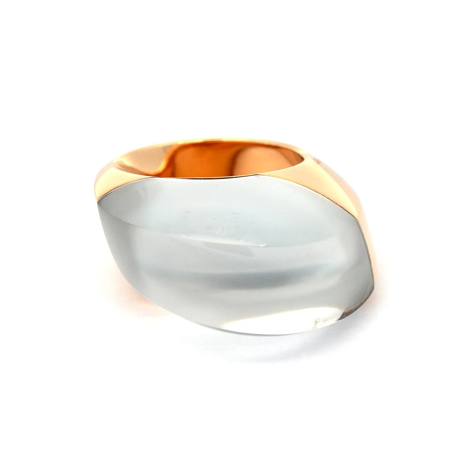 Vhernier 18K Rose Gold Rock Crystal and Mother of Pearl Aladino Ring