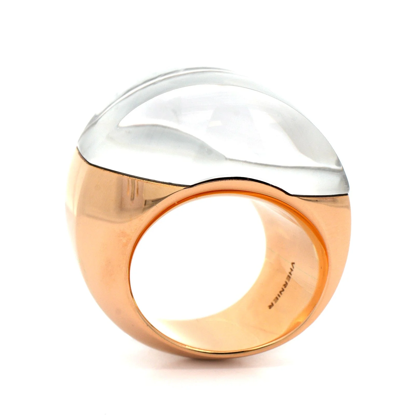 Vhernier 18K Rose Gold Rock Crystal and Mother of Pearl Aladino Ring - Image 3