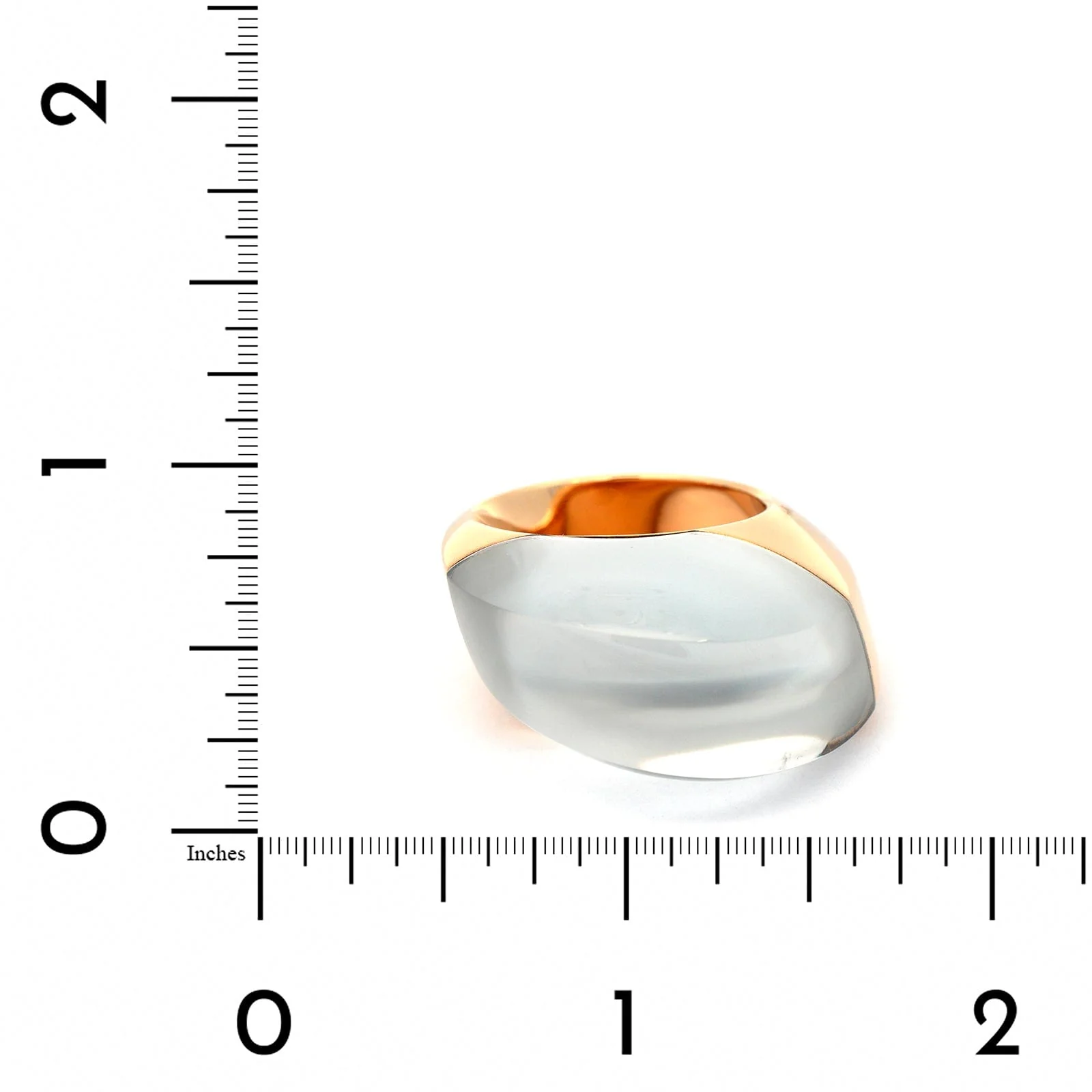 Vhernier 18K Rose Gold Rock Crystal and Mother of Pearl Aladino Ring - Image 4