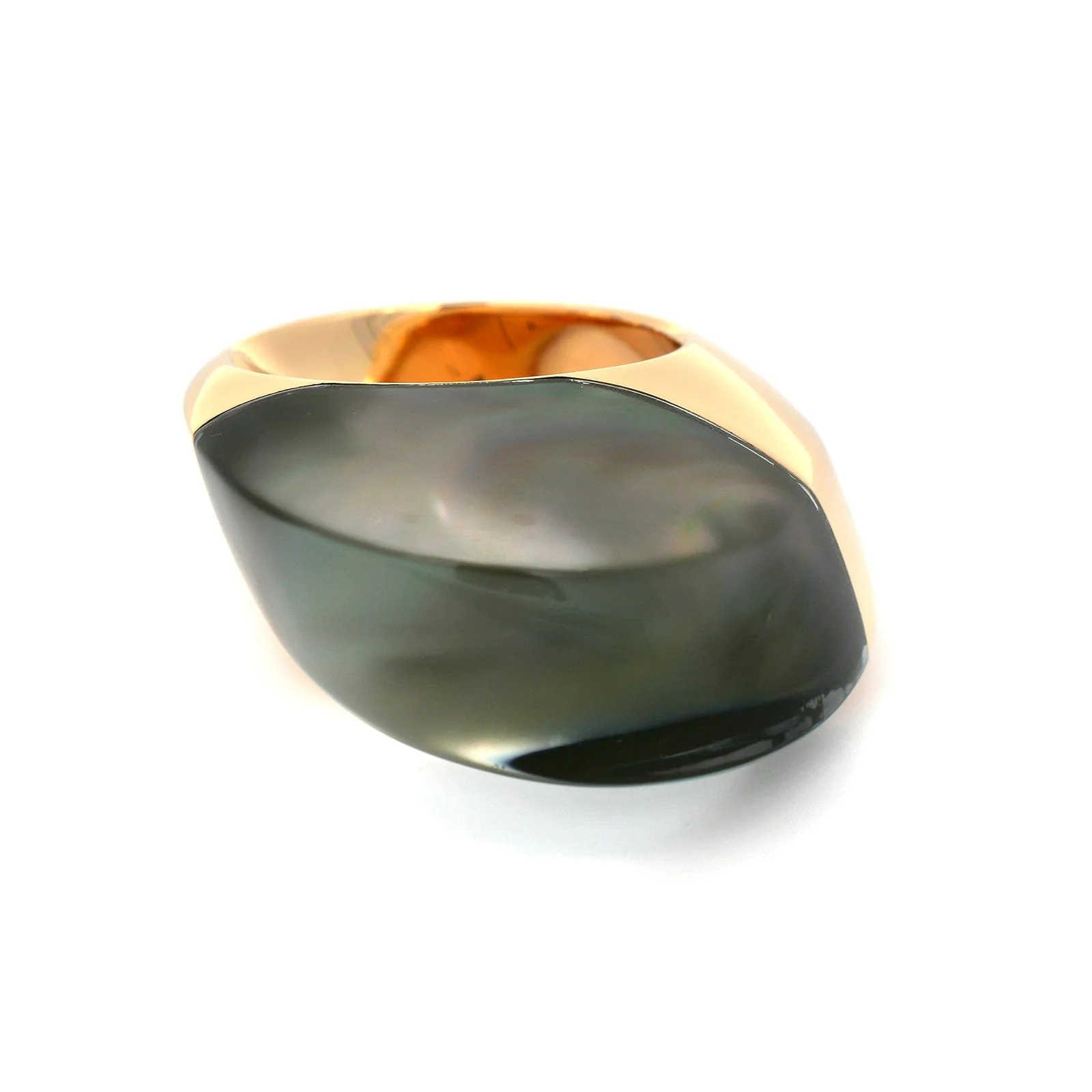 Vhernier 18K Rose Gold Rock Crystal and Mother of Pearl Aladino Ring