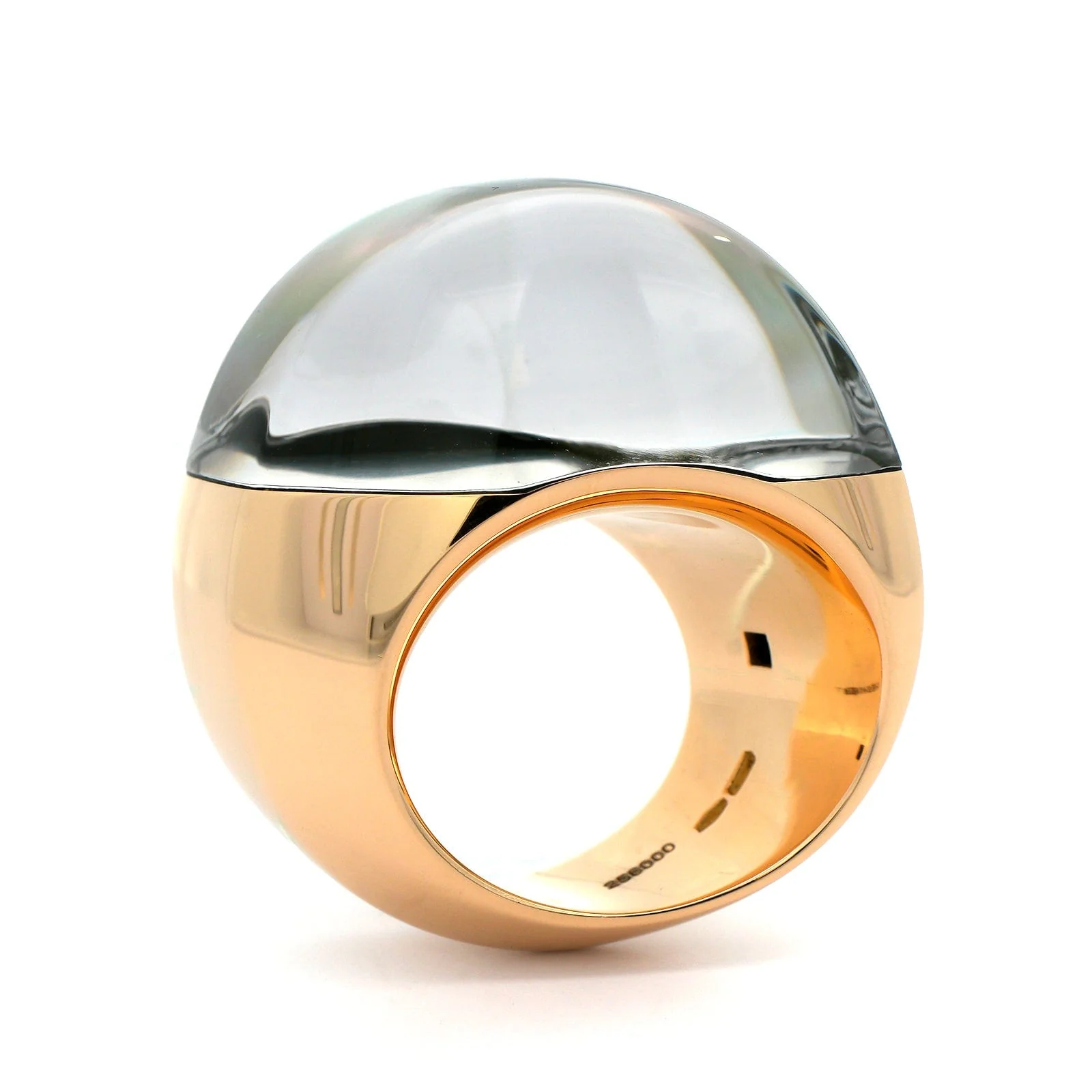 Vhernier 18K Rose Gold Rock Crystal and Mother of Pearl Aladino Ring - Image 3